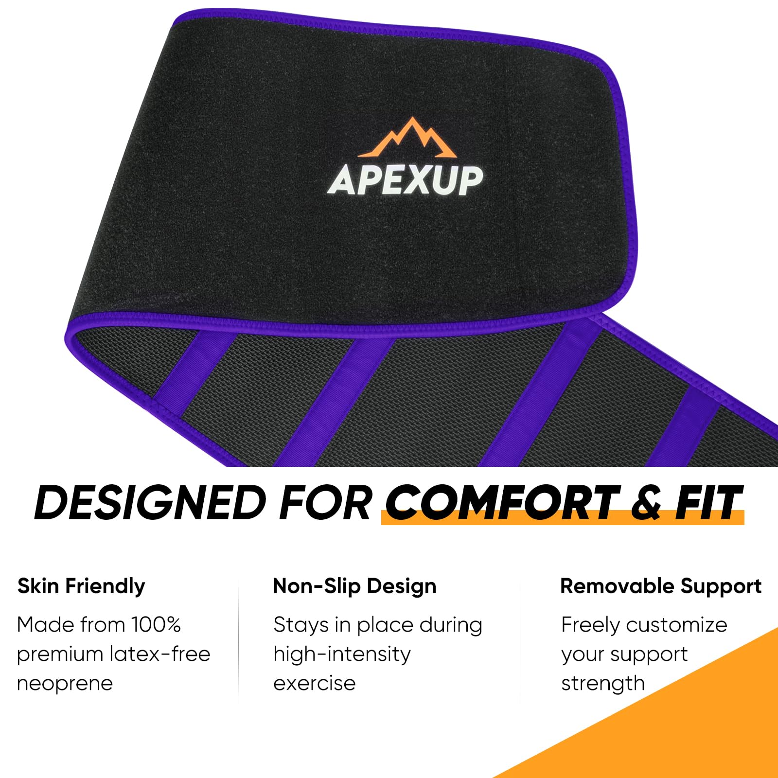 APEXUP - Entrenador de cintura para mujer, grasa del vientre inferior, banda de sudor para hombres, envoltura de estómago, recortador de cintura con soporte lumbar extraíble