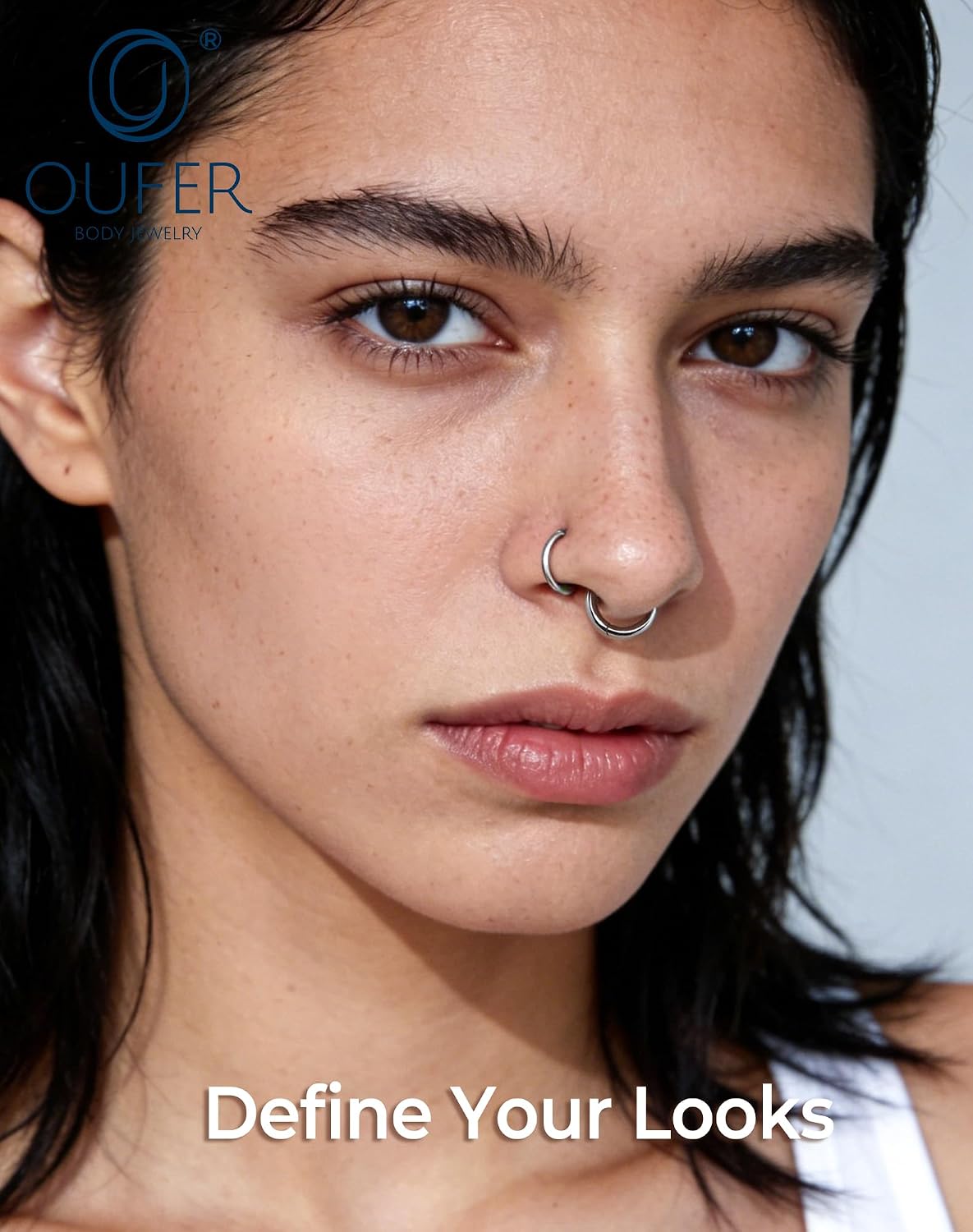 OUFER Titanium Lobe Piercing Jewelry-Fake16G Wearing Bar 18G 8/10/12MM Basic model Helix Daith Cartilage Tragus Earrings, Hinged Segment Septum Nose Rings