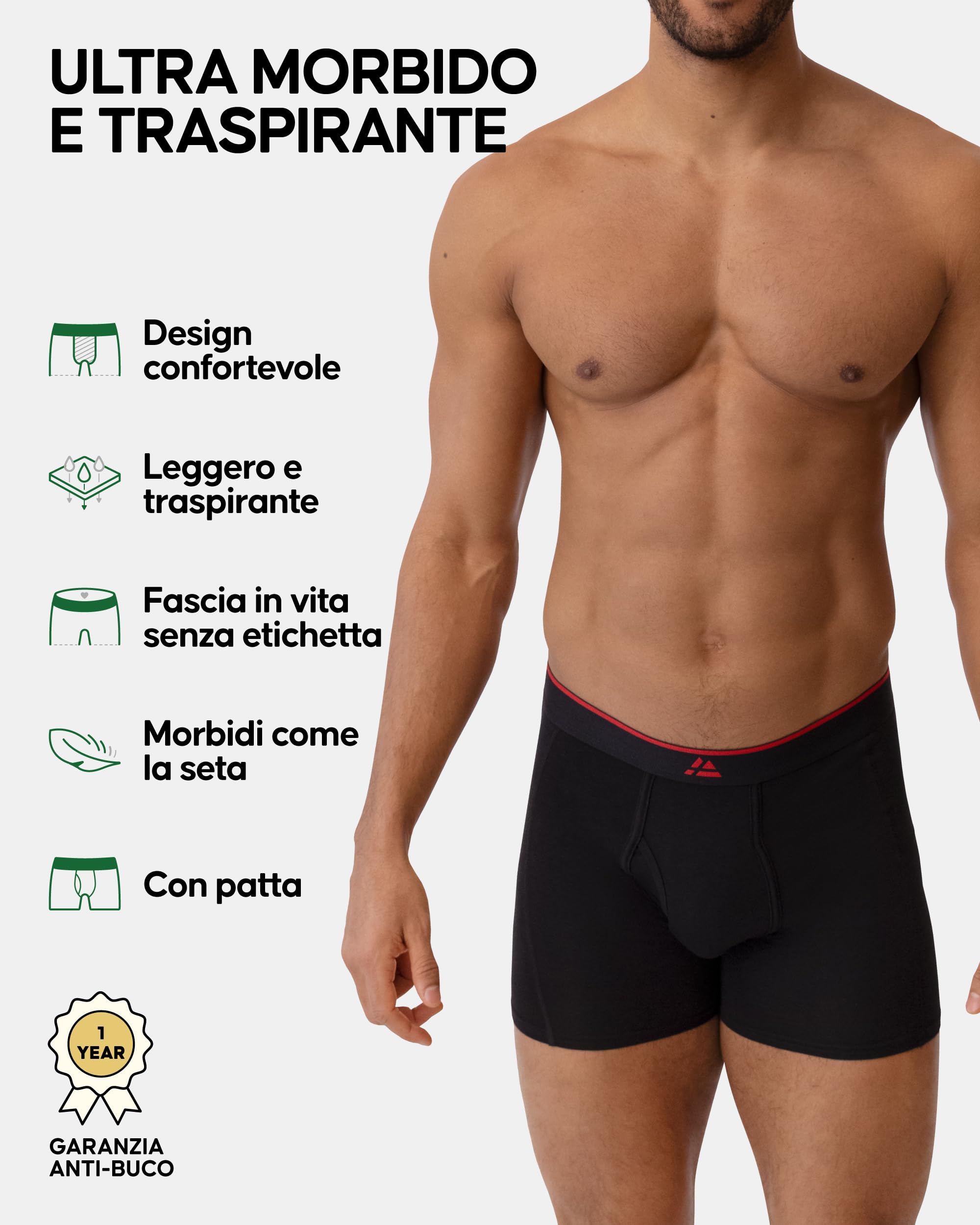 DANISH ENDURANCE Boxer Uomo in bambù Ultra Morbido, Mutande Boxer Bamboo Comodi, Traspiranti, con o Senza Apertura Frontale, 6 o 10 Paia