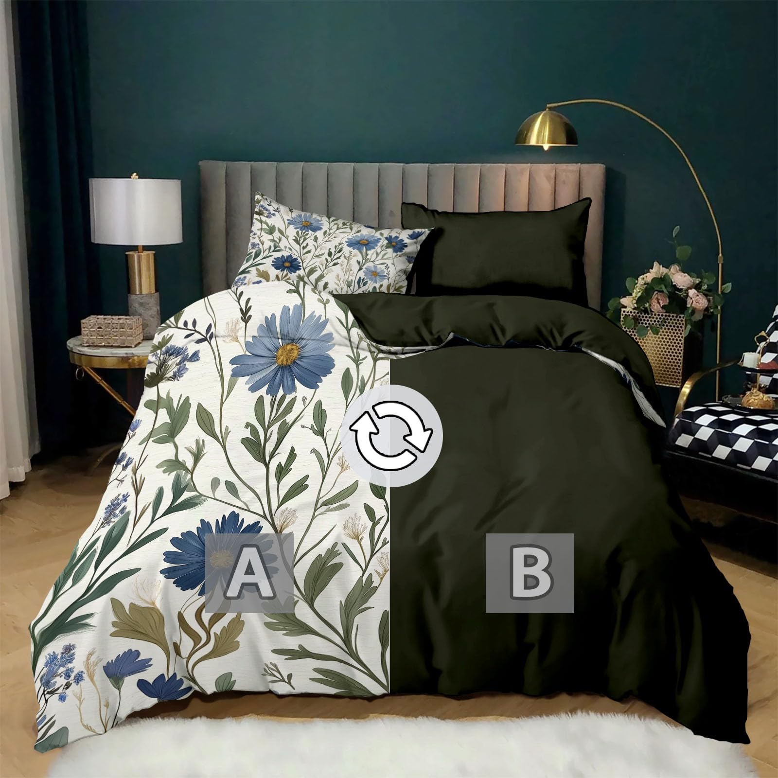 Komplet pościeli 90 x 190 cm urocze liście chryzantemy poszwa na kołdrę z mikrofibry 1 osoba dla dzieci nastolatka, dziewczyna, brązowo-zielona poszwa na kołdrę i 2 poszewki na poduszki 65x65 cm