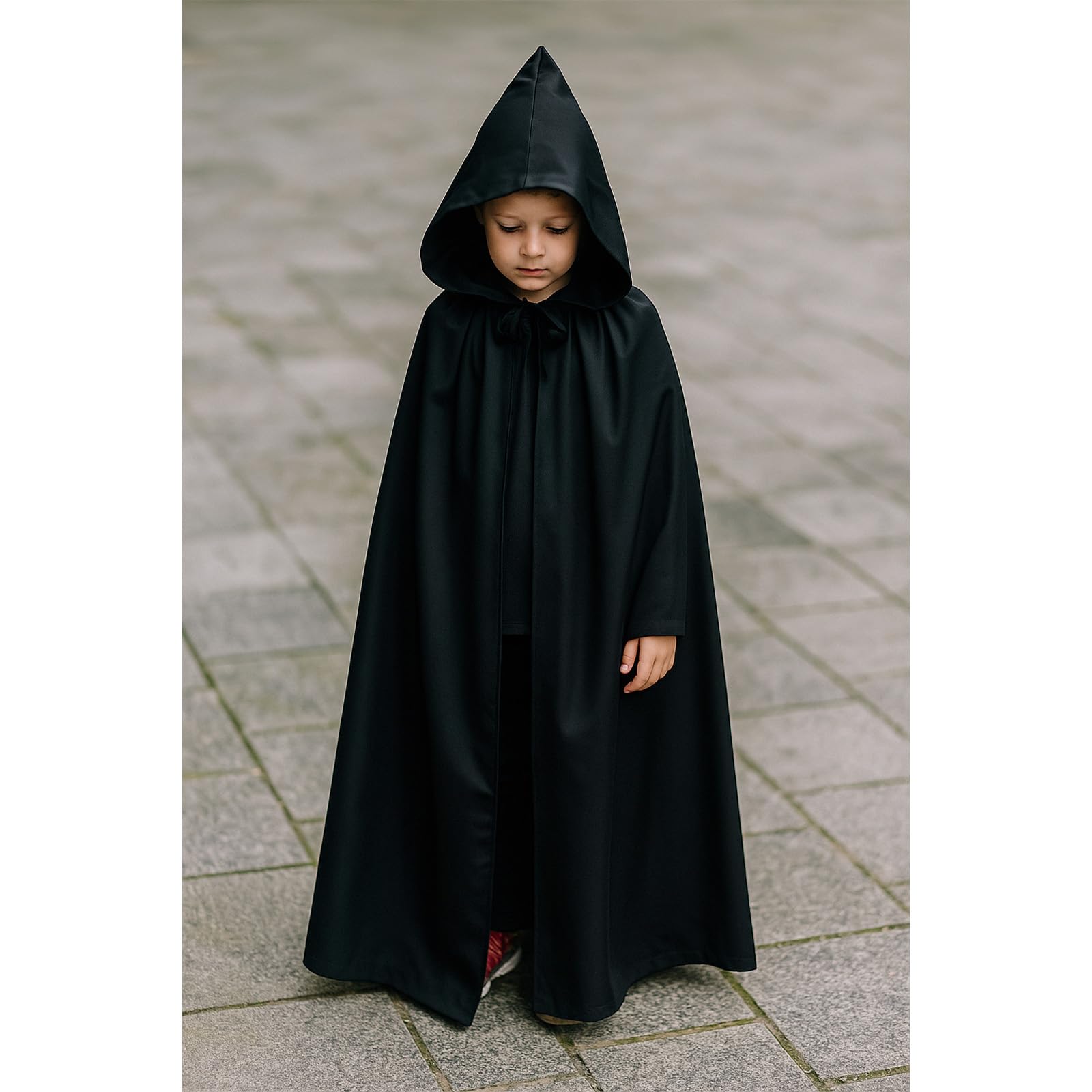 GWAWG Halloween Hooded Cape Kids Unisex Long Black Hooded Cloak Vampire Cape Witch Cloak Fancy Dress Costume for Halloween Christmas Party Carnival Cosplay for Kids 120cm/47.24in - Image 4