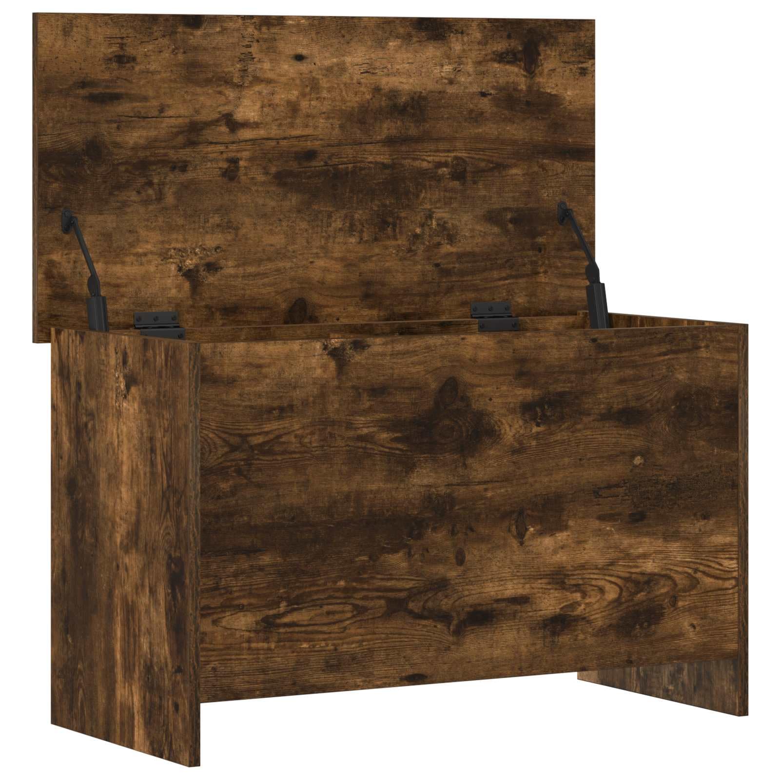 Aufbewahrungstruhe Geräucherte Eiche 80 x 40 x 50 cm | Aus Holzwerkstoff, rechteckiges Design, einfache Montage, pflegeleicht mit feuchtem Tuch