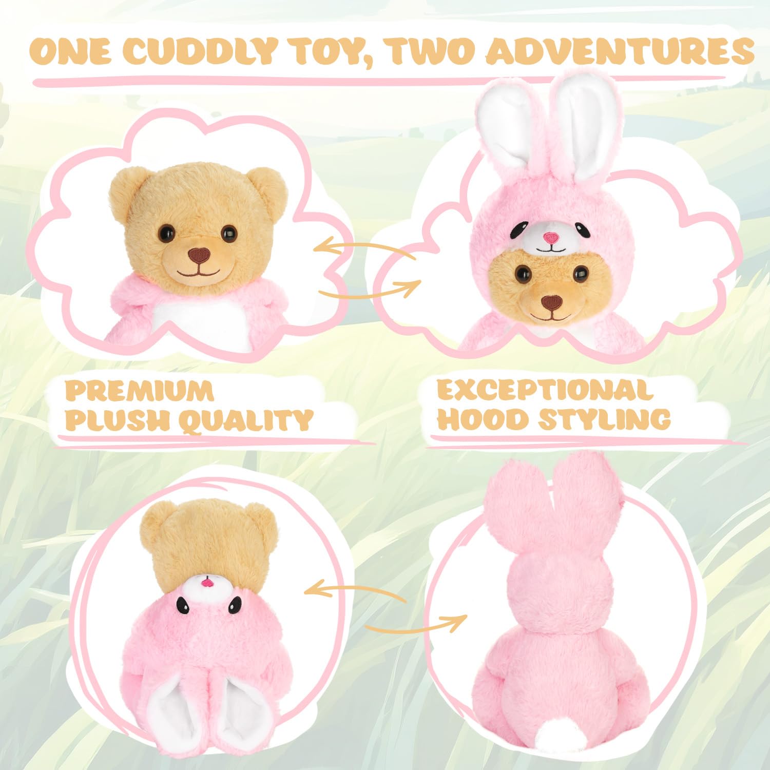 BRUBIES Teddy Bunny, 10 inches (25 cm) Teddy Bear in Bunny Costume with Hood, Cuddly Toy for Cosy Adventures - Image 3
