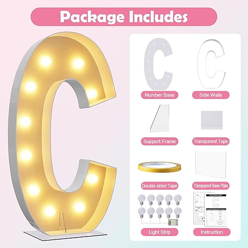 Miniatura 3 de Marco de globos de letras C grandes iluminadas de marquesina de 4 pies para fiesta de cumpleaños, boda, telón de fondo, decoración de aniversario,