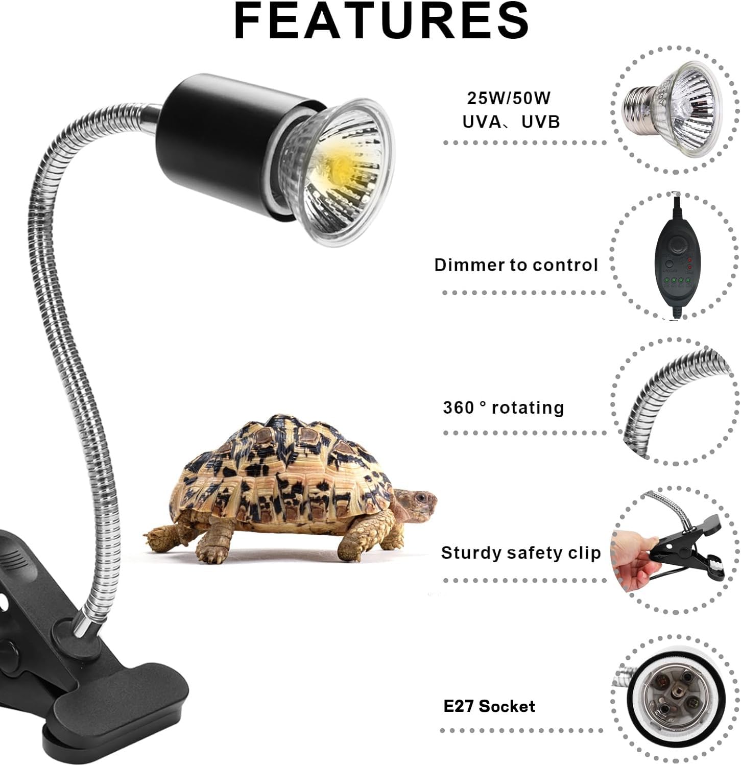 Reptilien Wärmelampe Mit E27 Fassung & Aluminium-Reflektor – Für Terrarien, Hühner & Mehr