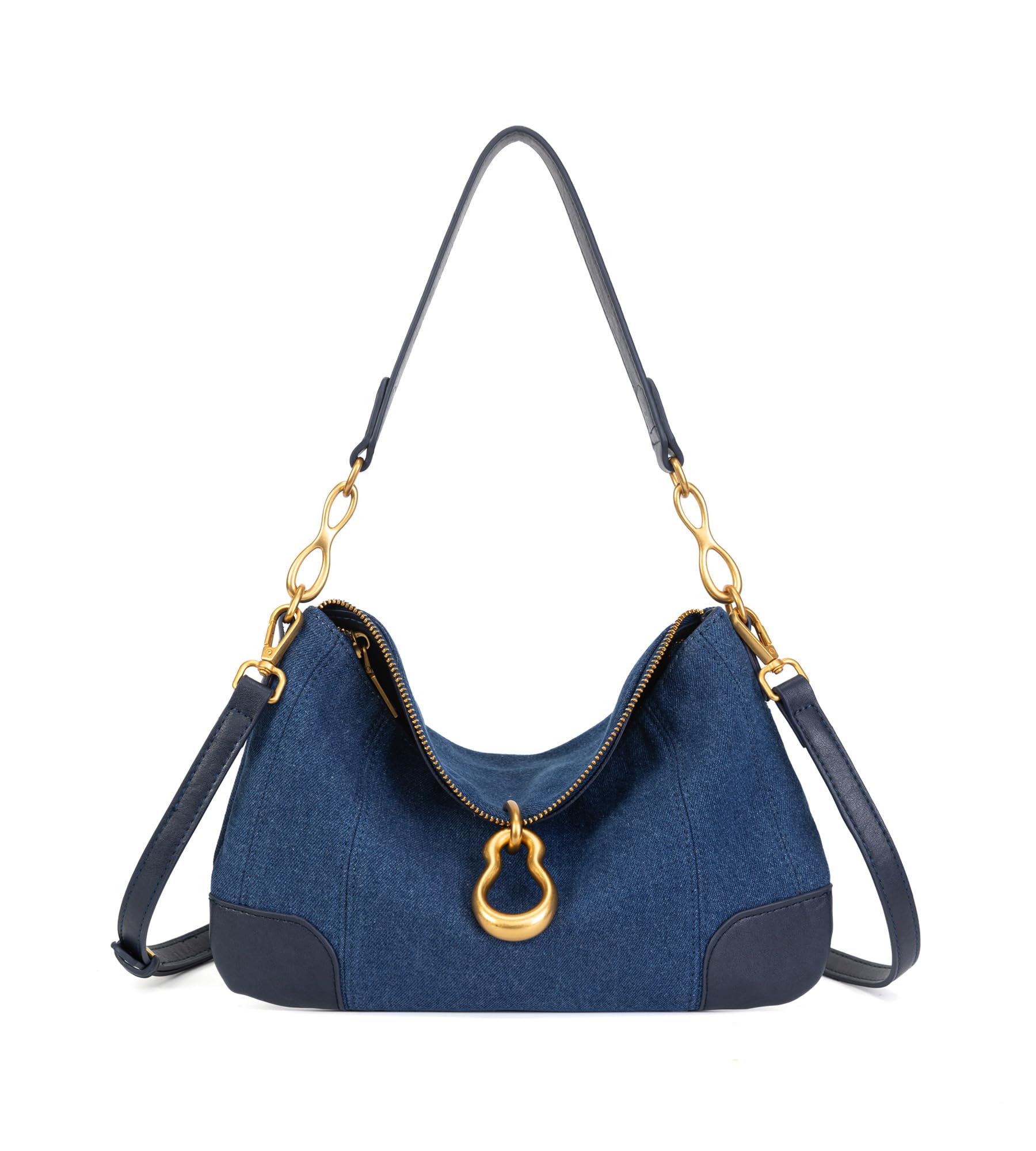 KingTo Small Hobo Shoulder Bag for Women, Retro Metal Pendant Satchel Purse