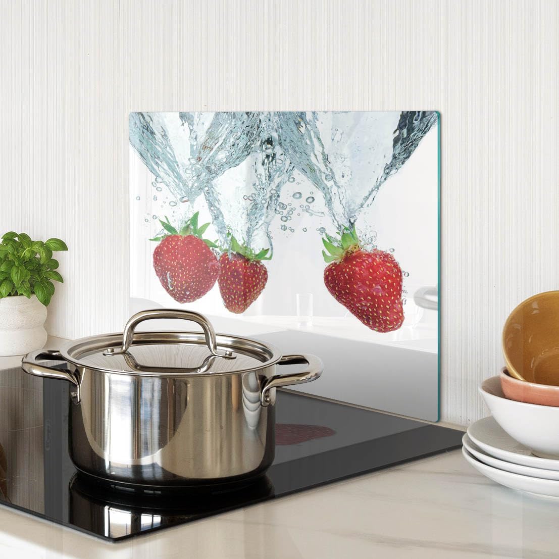 Modello termoresistente: Tagliere in vetro 40x30 cm Fragole Acqua