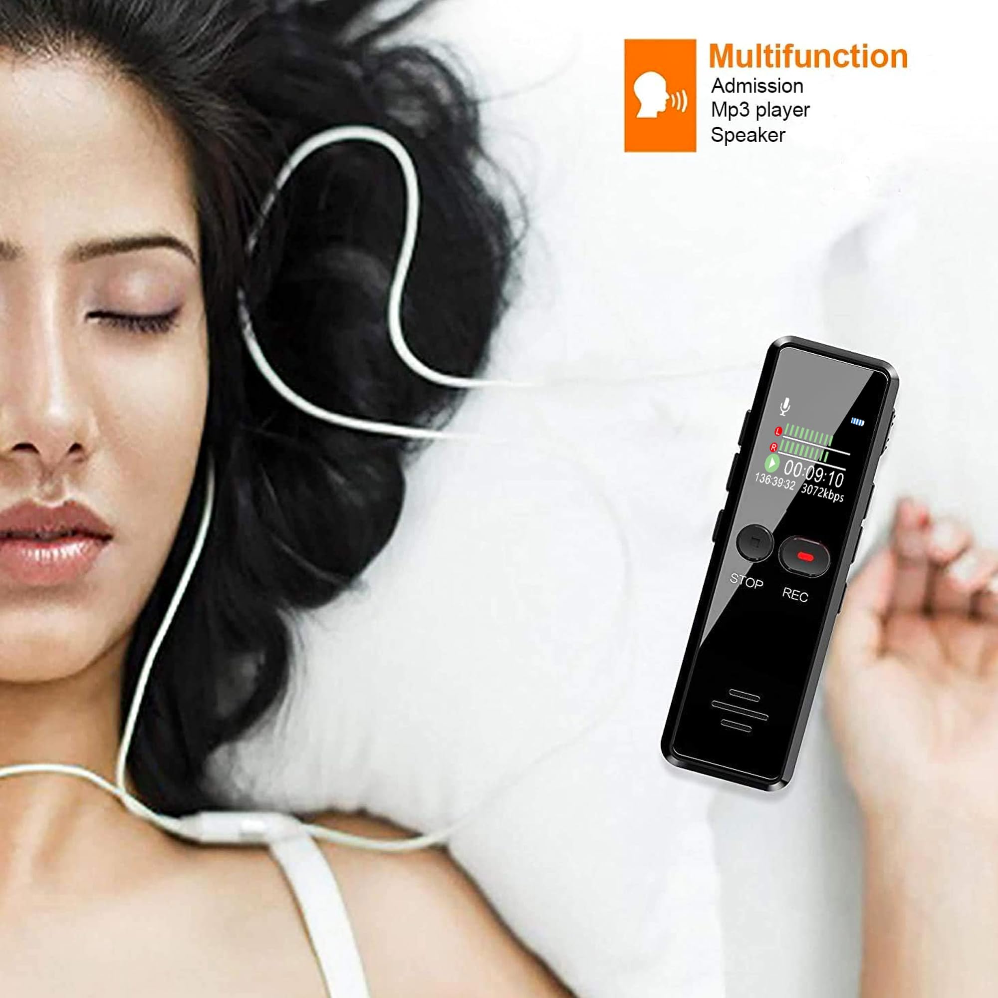 Grabadora de Voz Digital, Grabadora Audio con Una Tecla Mejorada,8G 1536 Kbps HD Grabadora de Sonido con Reproductor de MP3,USB Recargables para Conferencias Reuniones Entrevistas (64, GB)
