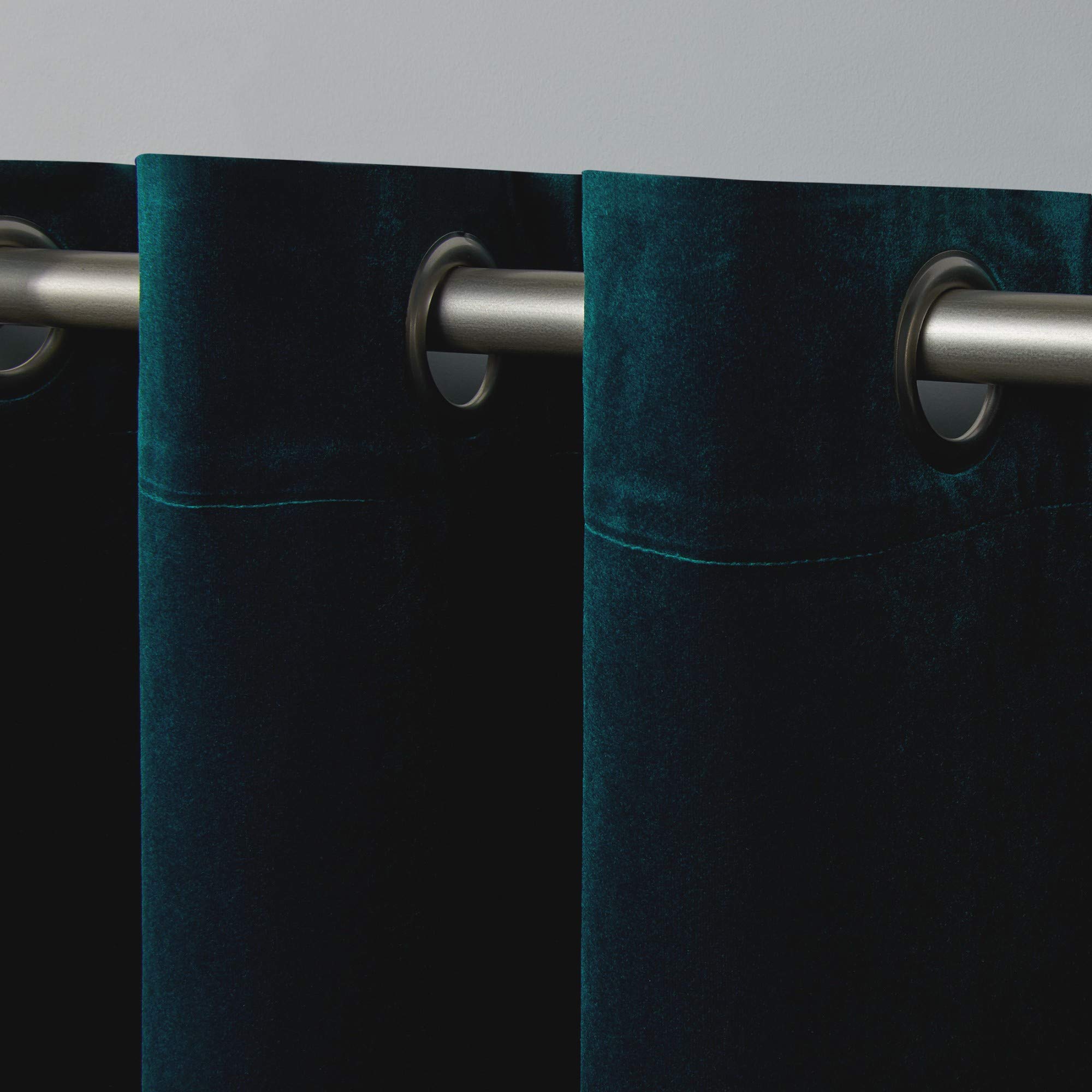 Exclusive Home Curtains Velvet Grommet Top Panel Pair, Teal, 54x63, 2 Piece, W 54" x L 63" (2 Panels) - Image 3
