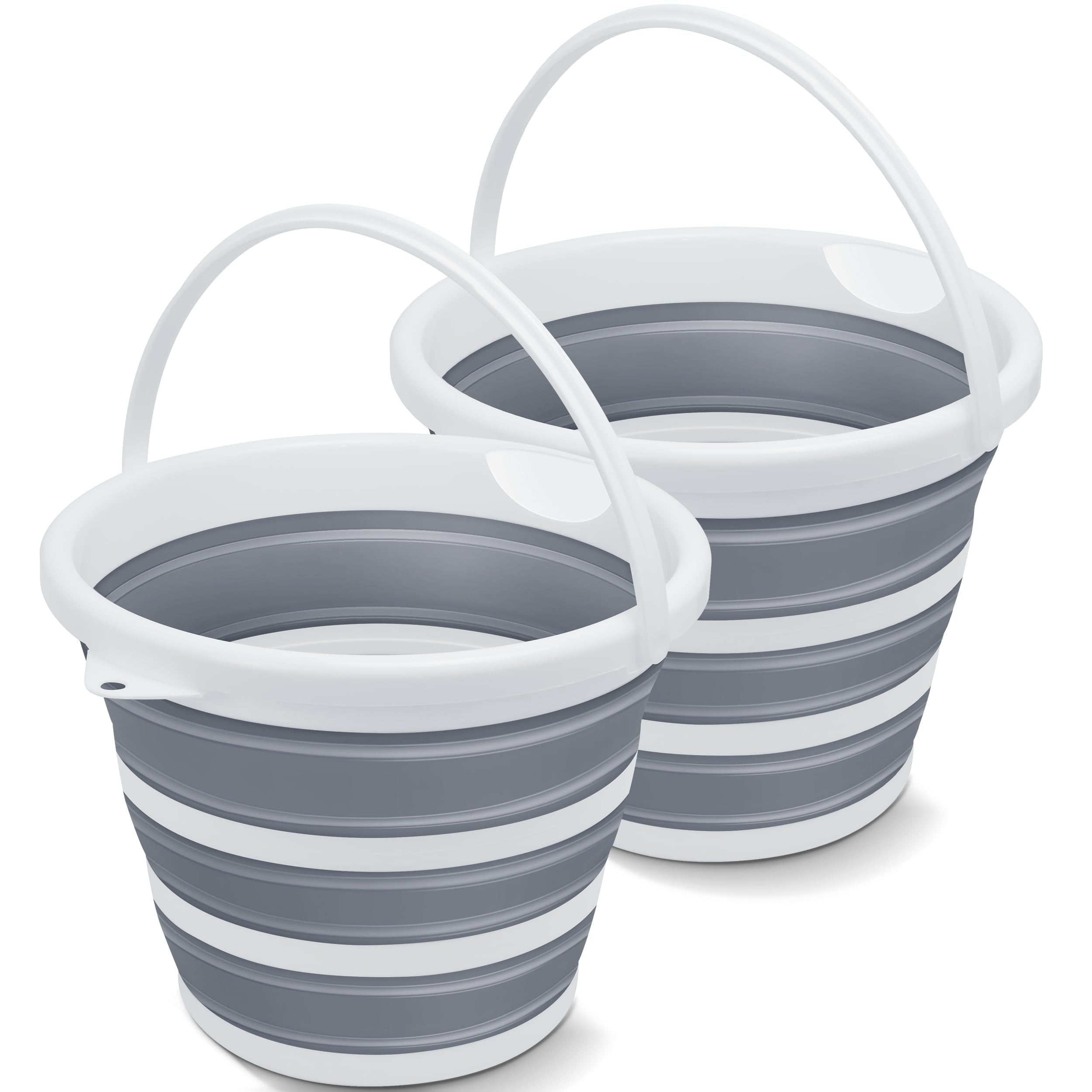 2-Pack 10L Collapsible Water Bucket for House Cleaning, Space-Saving Portable Small Buckets for Car Washing,Camping,Hiking,Fishing,RV