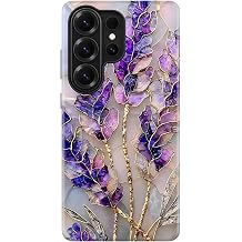 DorisMax for Samsung Galaxy S26 Ultra Case Cute, Wireless Charging, Glossy Aesthetic Floral Design, Slim Hard Back + Silicone Bumper Protective Phone Cover for Girls Women - Vintage Purple Lavender