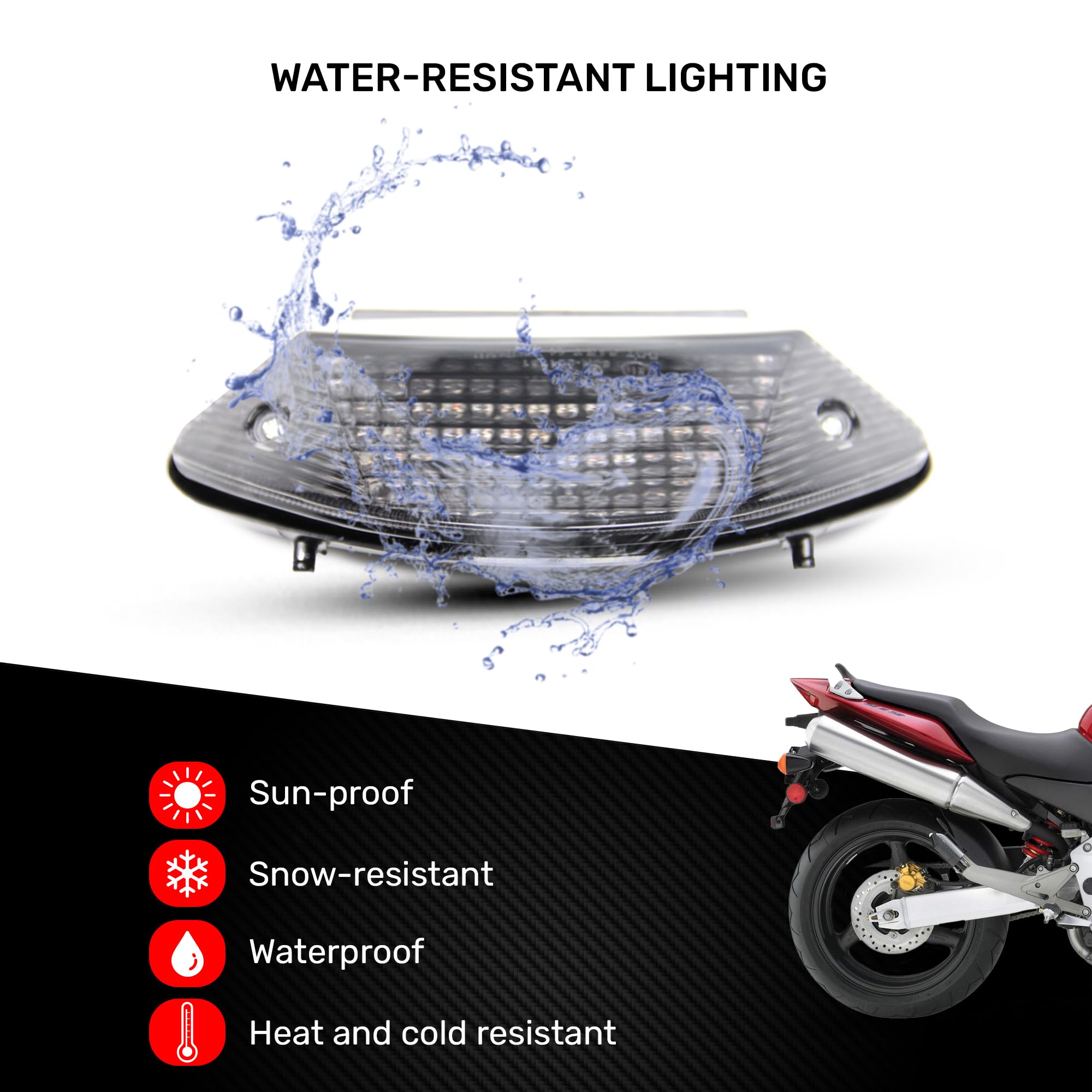 aVDB-moto Fanale posteriore indicatori di direzione integrato Compatibile con HORNET 600, CB600 F 2003-2006, Hornet 900, CB919 2002-2006 (Chiaro)