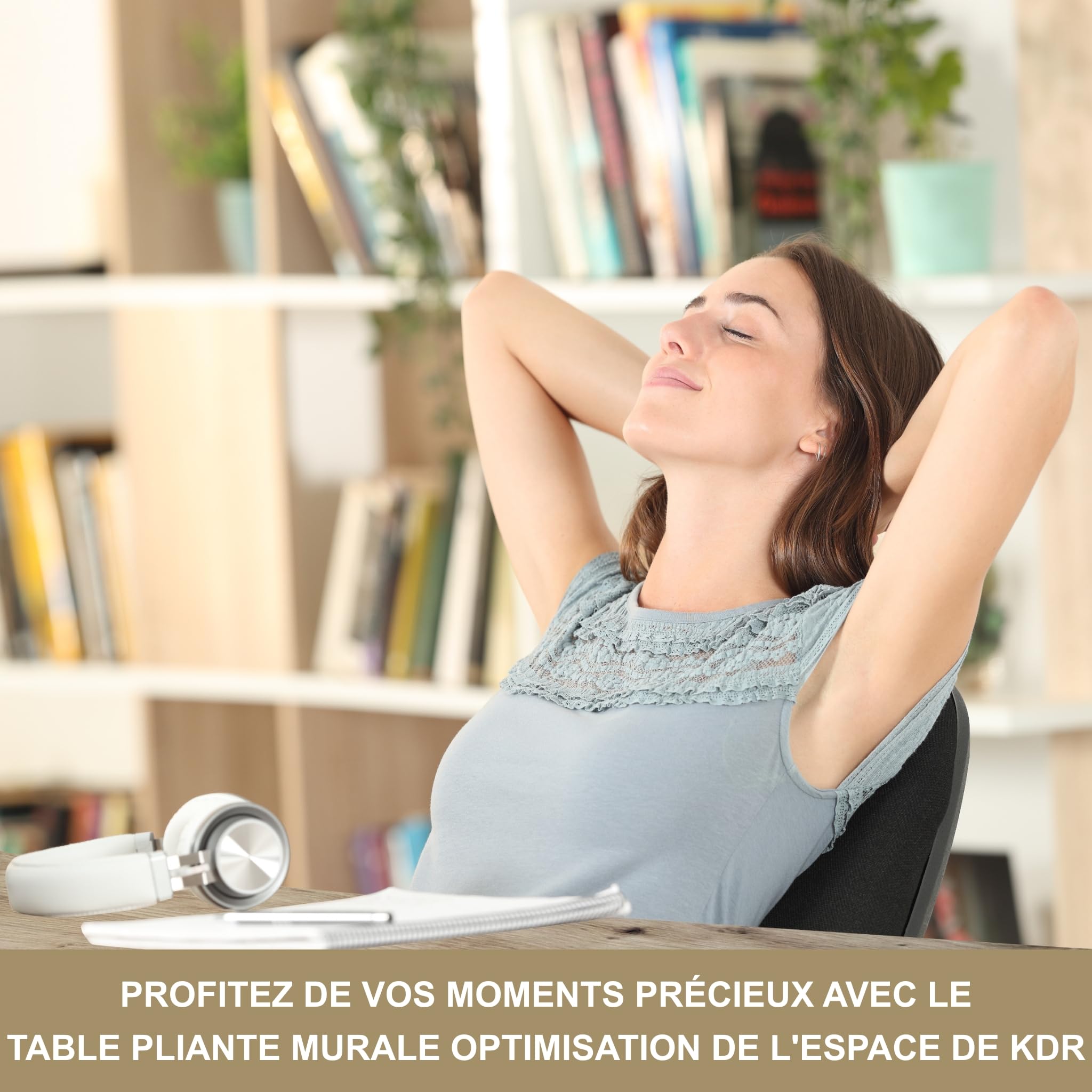 KDR Table Murale Pliante 80 x 50 cm – Table Rabattable Murale Gain de Place, Bureau Pliable, Table de Cuisine ou Salle à Manger, Table Murale pour Petit Espace, Montage Mural Polyvalent (Chêne noueux)