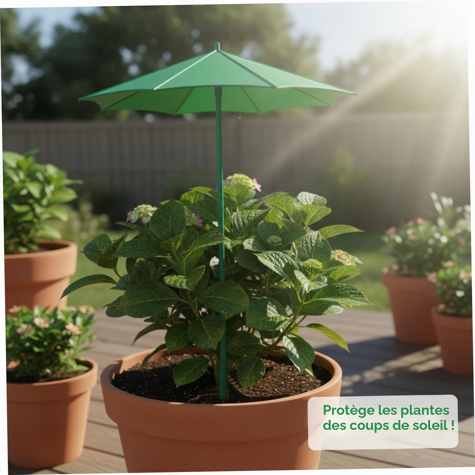 Lot de 5 parasols de jardin pour plantes, 44 cm hauteur, pour plantes d'extérieur, avec piquets en fibre verre, protection en tissu d'ombrage facile à installer