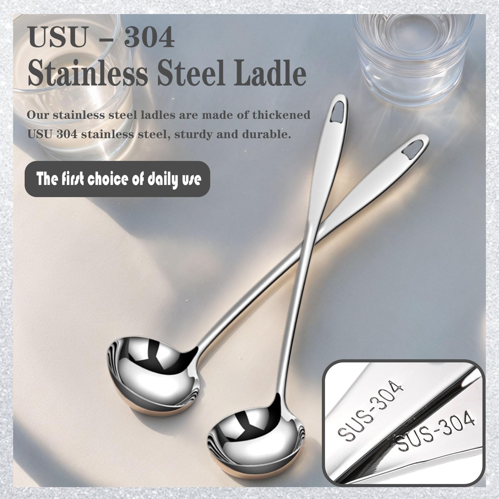 Large Stainless Steel Soup Ladle - Silver -5 Large Stainless Steel Soup Ladle - Silver -5