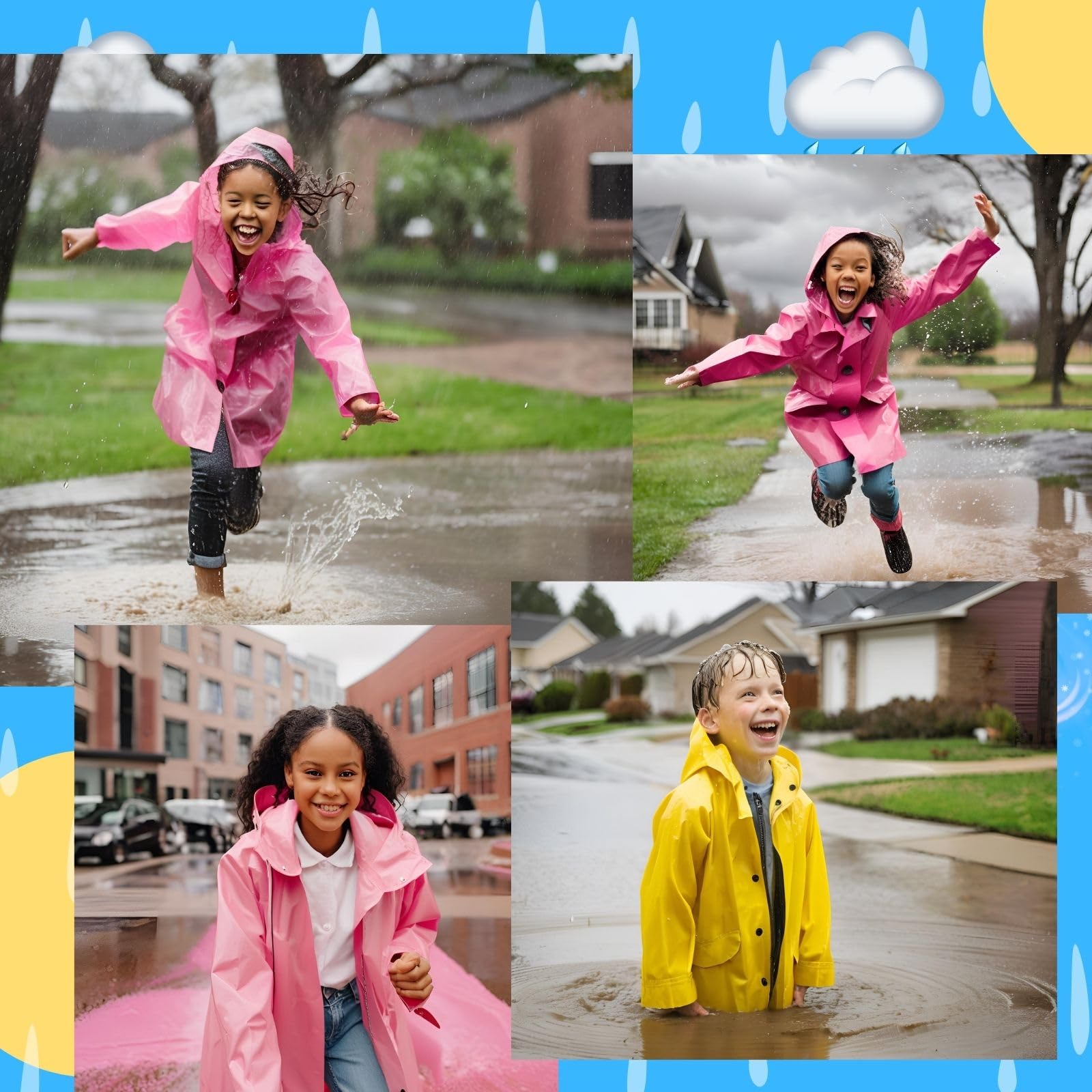 Chubasquero Niño. Chubasquero Niña Impermeable. Altura niño o niña entre 120-150 cm. (FR/ES, Edad, 5 años, 10 años, Regular, Blanco)