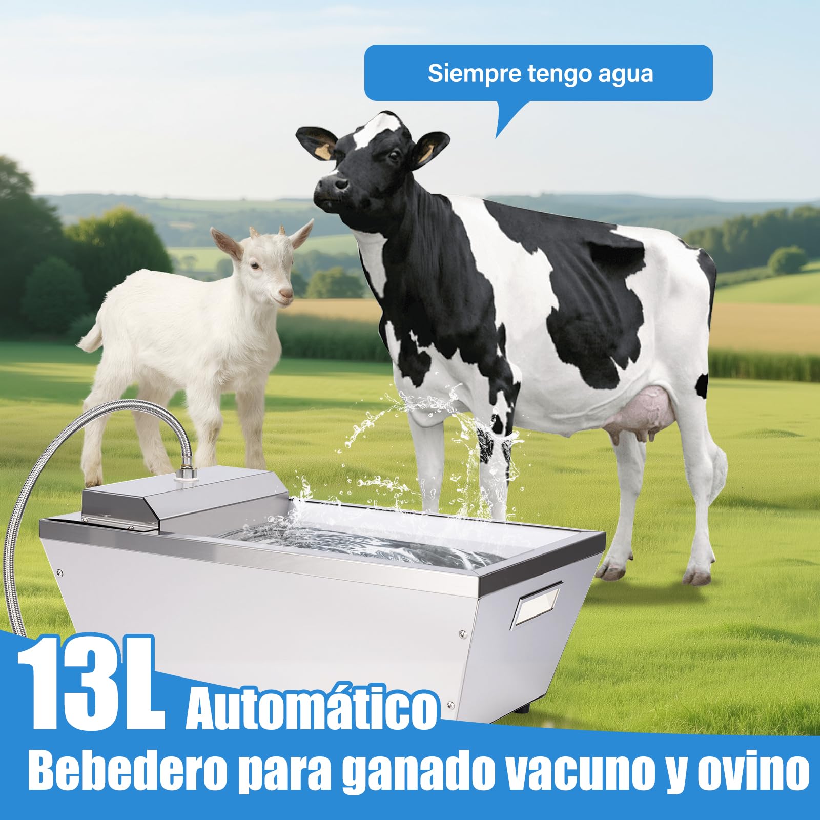Agua AutomáTica Del Ganado,Agua AutomáTica Del Caballo De 13 Litros,Dispensador AutomáTico De Agua Para Perros Al Aire Libre,Aguador De Auto Llenado Inoxidable Para Perros Grandes,Ganado,Caballo,Cabra