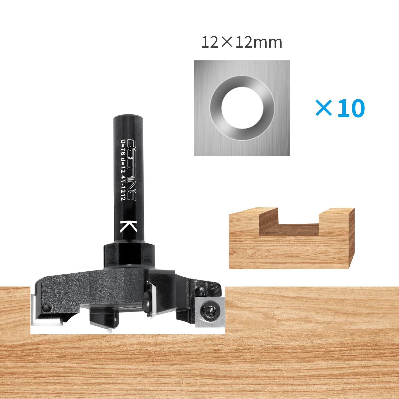 Insertos cuadrados de carburo de 12 x 12 mm para carpintería (10 piezas)