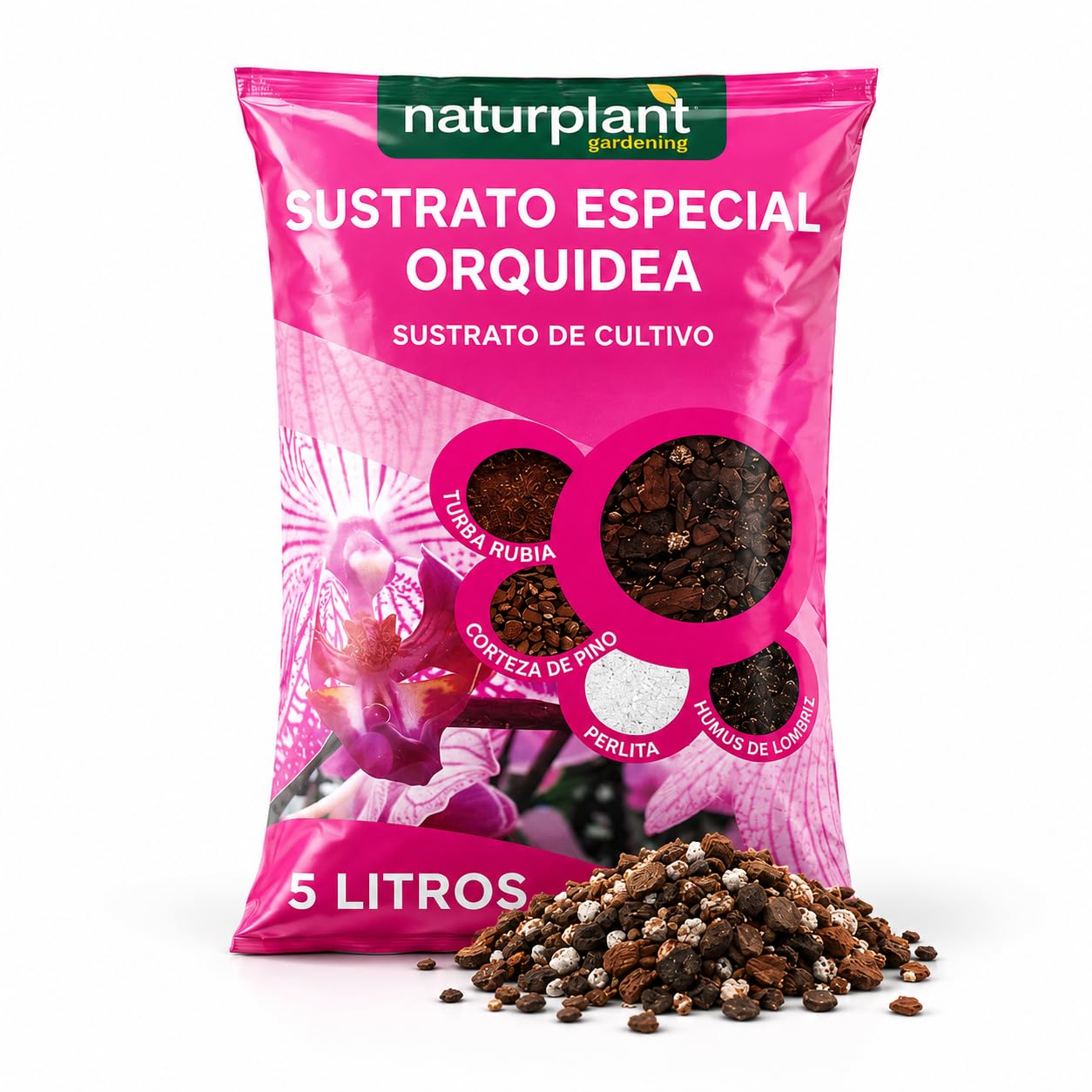 Sustrato Orquídeas terrestres o epifitas | Tierra para Plantas| Mantiene una aireación, Drenaje y retención Ideales para un Crecimiento óptimo | Pack 5 litros