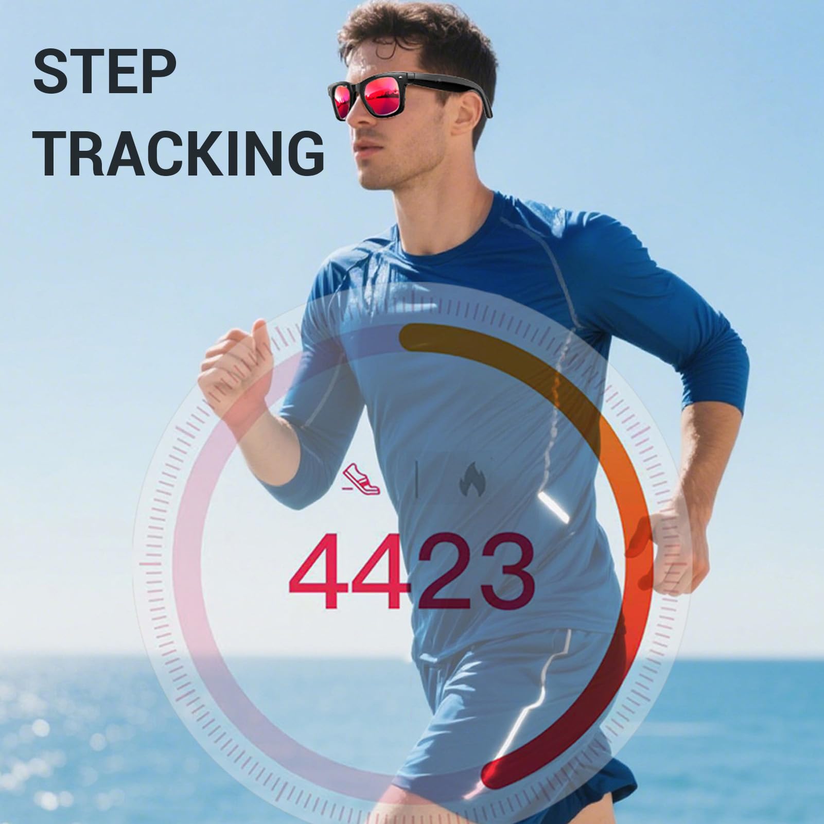 Occhiali Intelligenti AI Traduzione Multilingue in Tempo Reale Musica e Chiamate Wireless, Lenti con Rivestimento Rosso Anti-luce Blu, Tracker di attività con Assistente Vocale