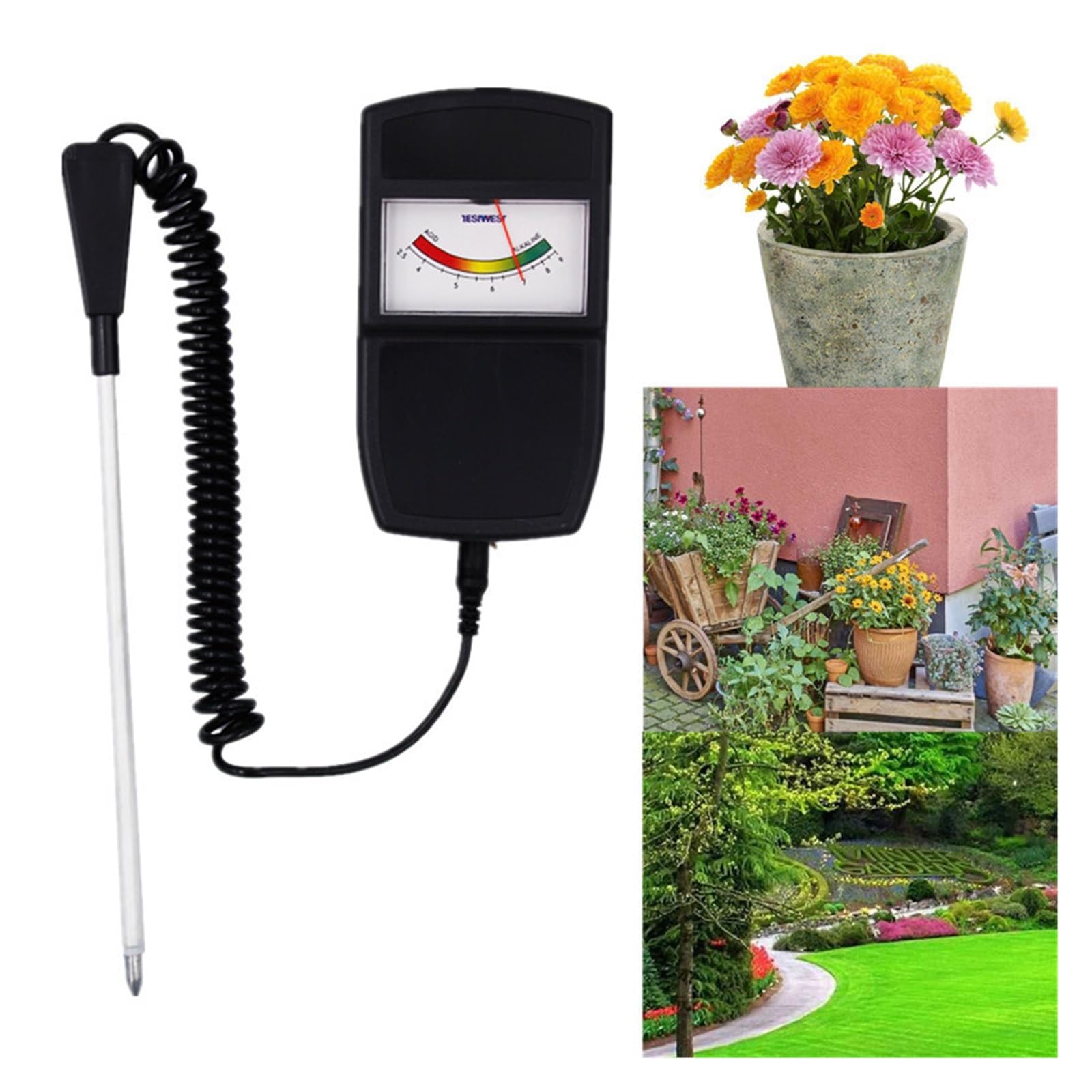 Humidimètre pour Sol, Testeur d'humidité du Sol 2 en 1, pH, acidité, alcalinité, sonde Longue détachable pour Le Jardinage et l'agriculture