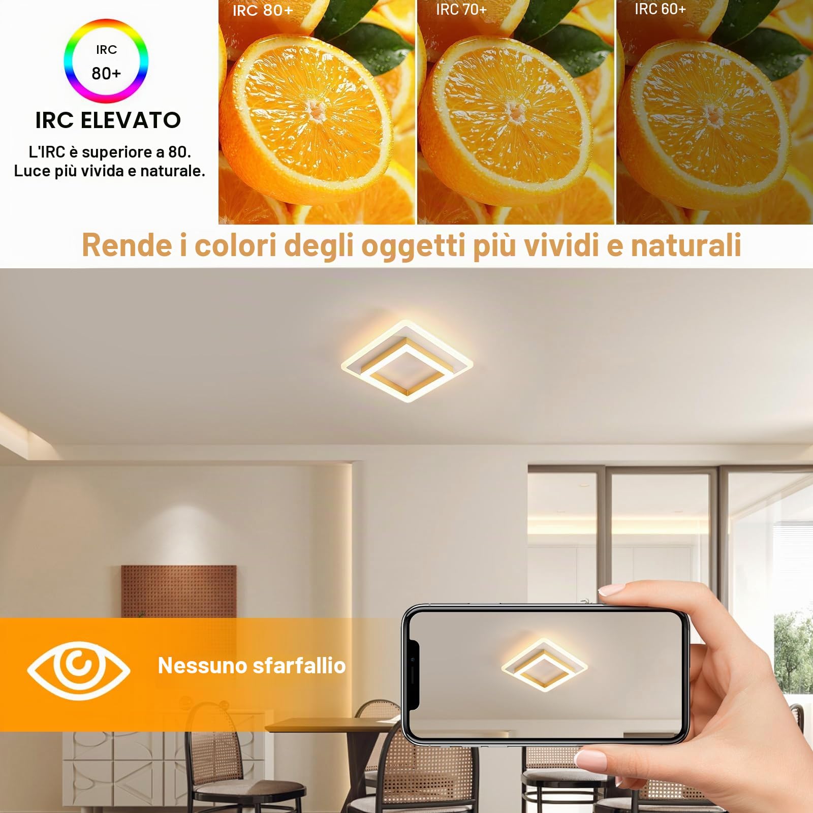 DELIPOP Plafoniera LED Moderno, Lampada da Soffitto Oro 30W 3375LM, Lampadario LED Luce Calda 3000K per Soggiorno Camera da Letto Cucina Corridoio