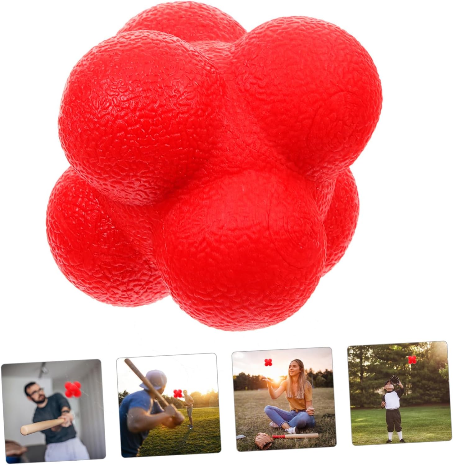 KOMBIUDA Baseball Training Equipment Silicone Reaction Balls Agility Balls Reaction Training Ball Red