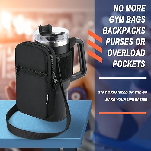 Miniatura 6 de Bolsa para botella de agua de gimnasio para vaso Stanley con asa, funda universal para botella de agua con correa y bolsillo, se adapta a una