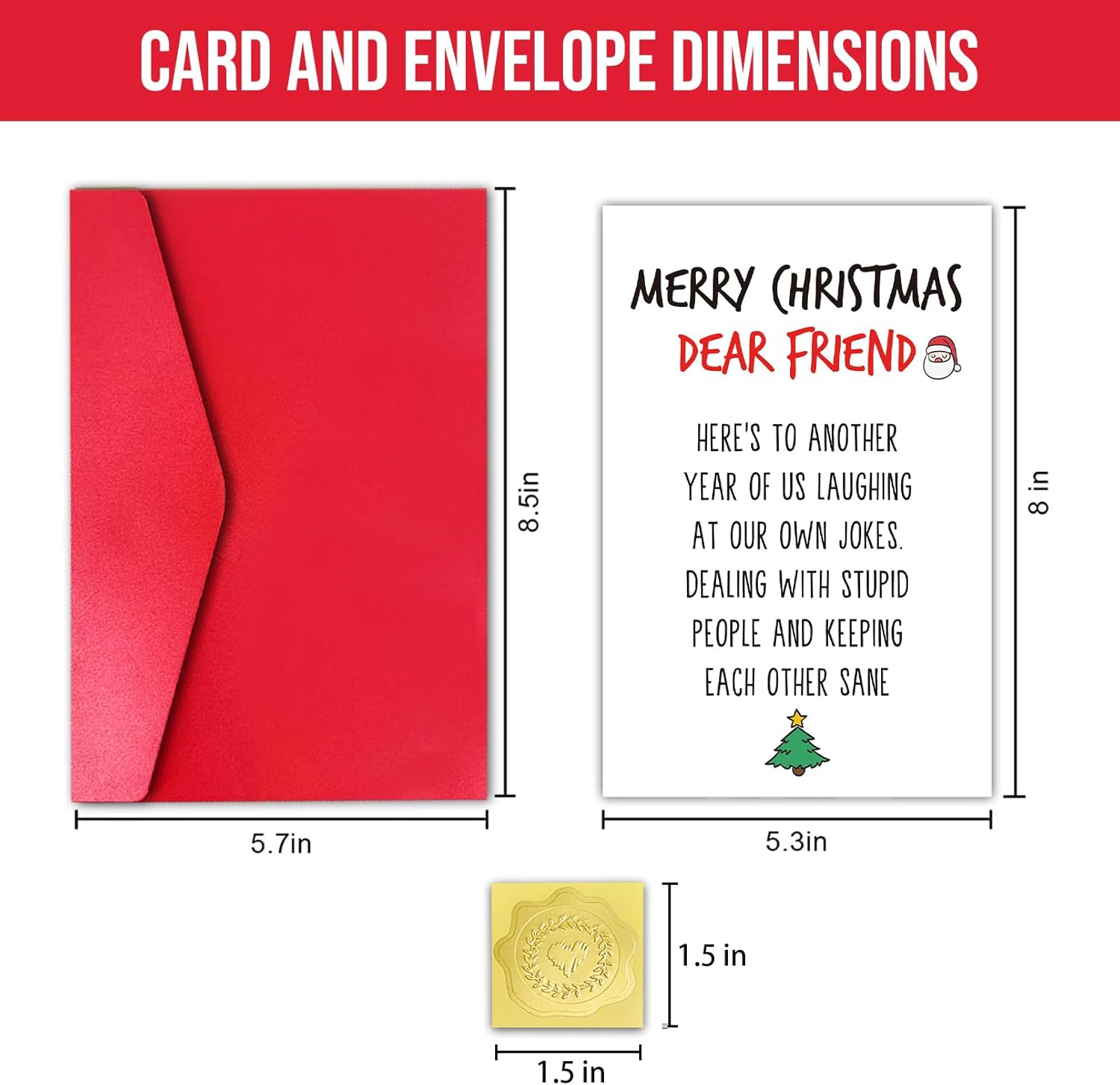 GYYsweetus Merry Christmas Card for Best Friend, Coworker Card, Funny Christmas Gift for Classmate Bestie Men Women Him Her Cousin Brother (Laugh at Our Own Jokes) - Image 2