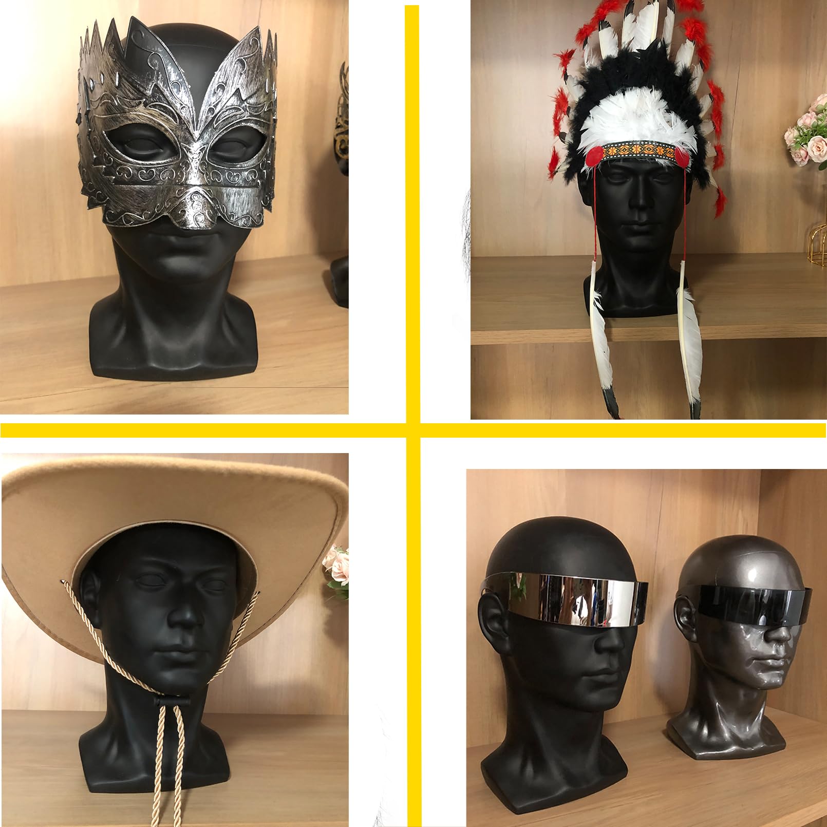 Maniquí de Cabeza de Hombre Profesional cosmetología maniquí de Cabeza para la exhibición de Pelucas Gafas Sombrero joyería Auriculares Soporte de exhibición （L-YH）