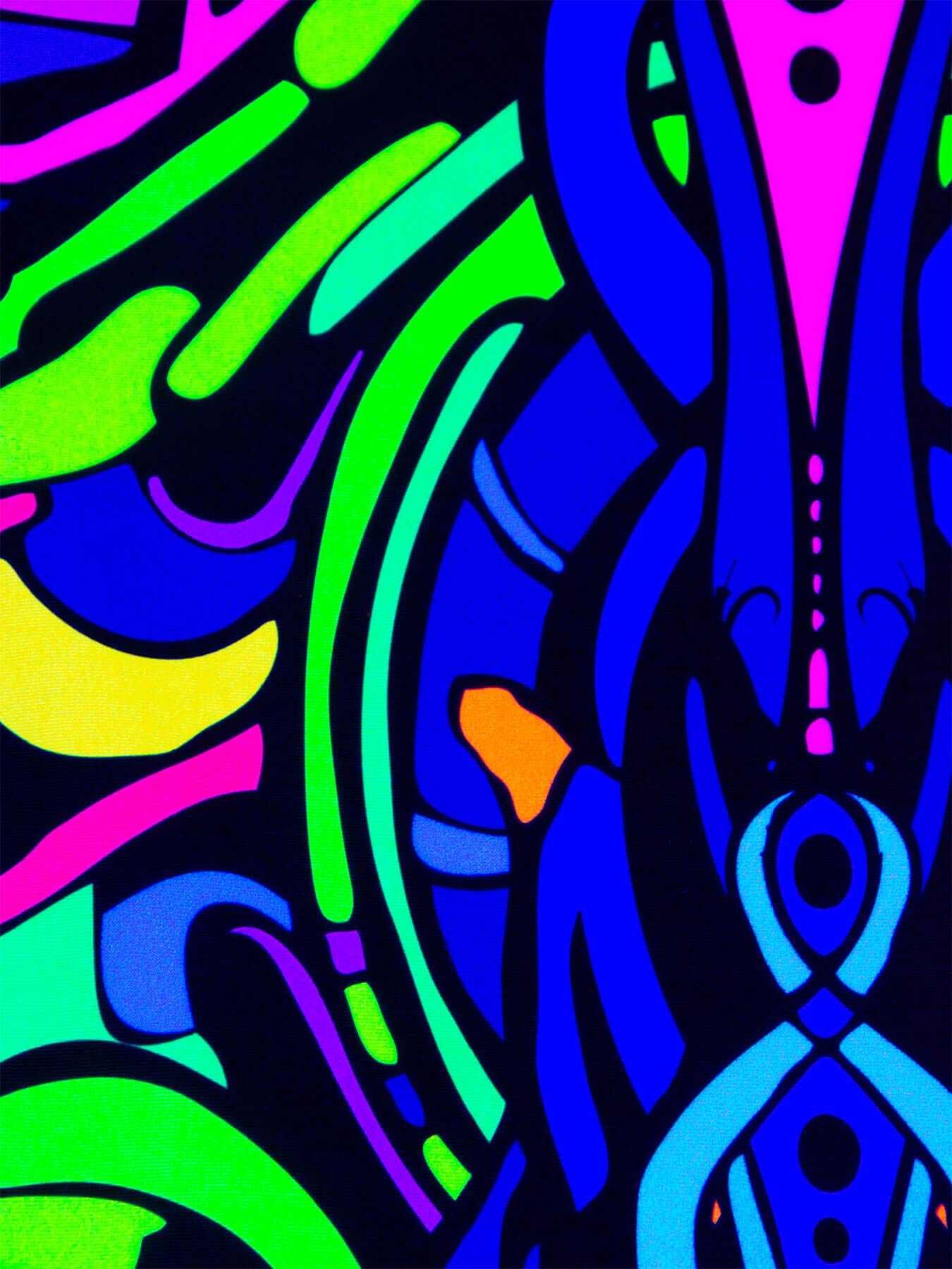 Schwarzlicht Stoffposter Neon Dragon Tempel, 0,50x1,45m