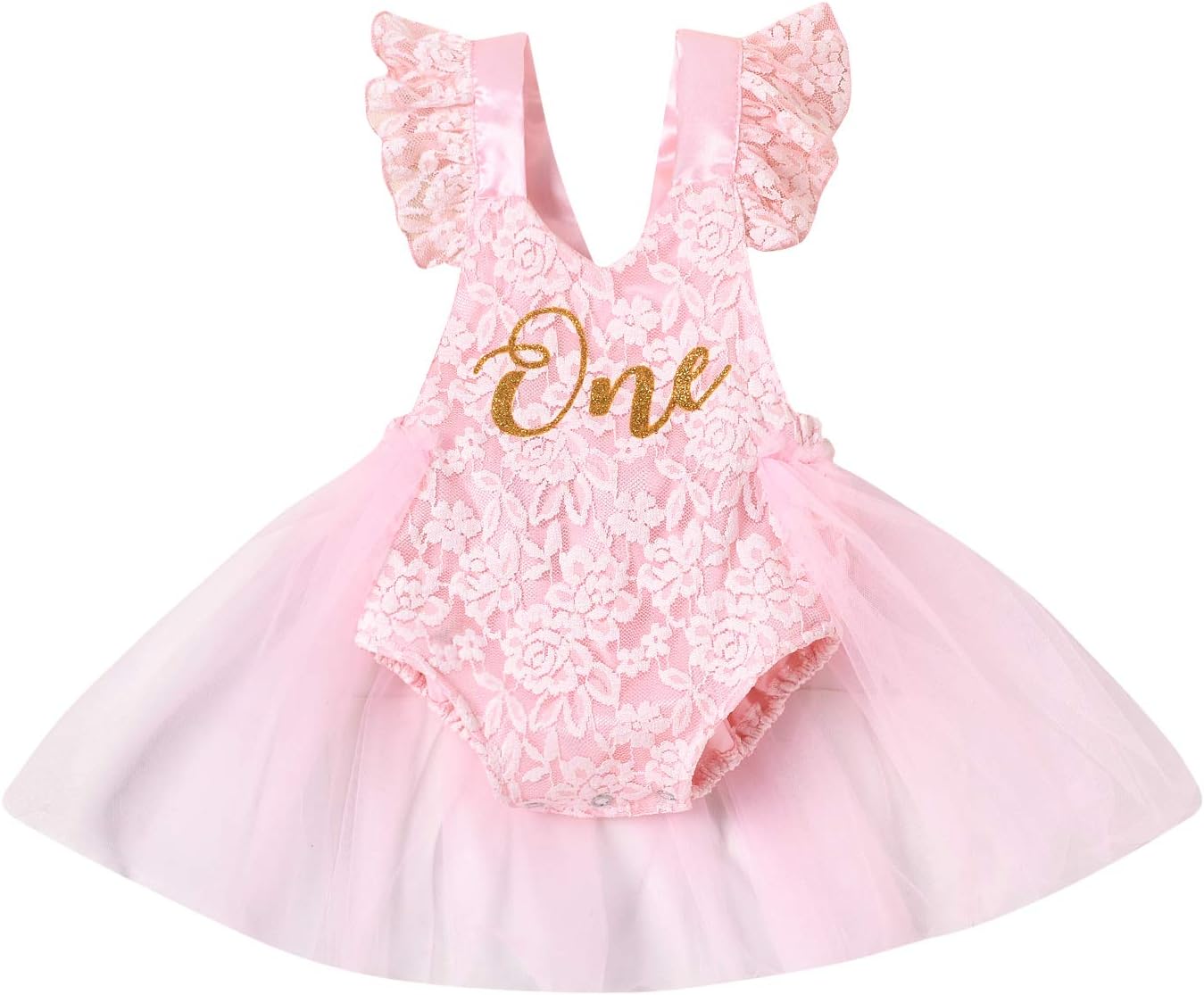 CIYCUITBaby Girl 1st Birthday Outfit Lace Tulle Romper Princess Tutu Dress First Birthday Photography Clothes