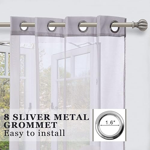 Miniatura 2 de Ruthy's Textile Cortinas translúcidas con ojales para ventana, 2 piezas, paneles de 54 x 72 pulgadas, total 108 x 72 pulgadas, para dormitoriosala