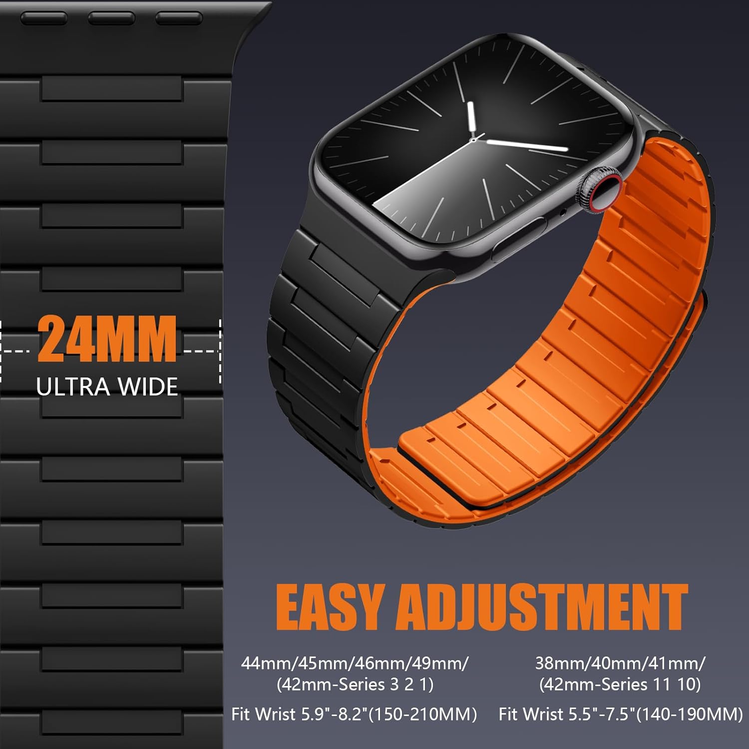 SNBLK Magnetic Watchband Compatible with Apple Watch for Men 44mm 45mm 46mm 49mm 42mm 41mm 40mm 38mm Women, Silicone Sport Strong Magnet Strap for iWatch Series 11 Ultra 3 Ultra 2 Se 10 9 8 7 6 5 4 1 - Image 4