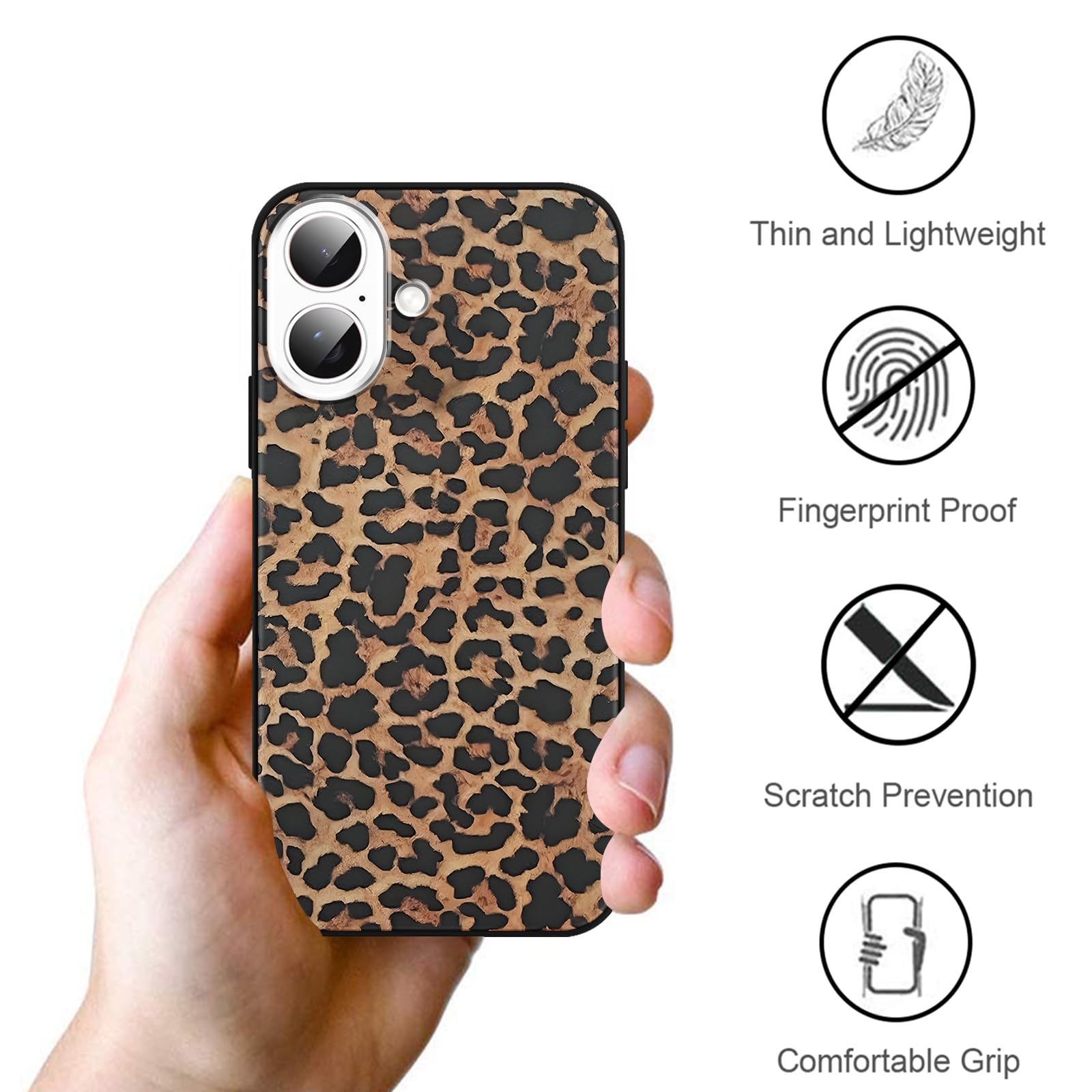 Yoedge 2 Pack for iPhone 16 6.1'' Cheetah Print Cases, Cute Luxury Leopard Print Pattern Design Cases for Women Men Girls, Fashion Retro Shockproof Anti Scratch Protection Silicone Soft TPU Cover — view 6