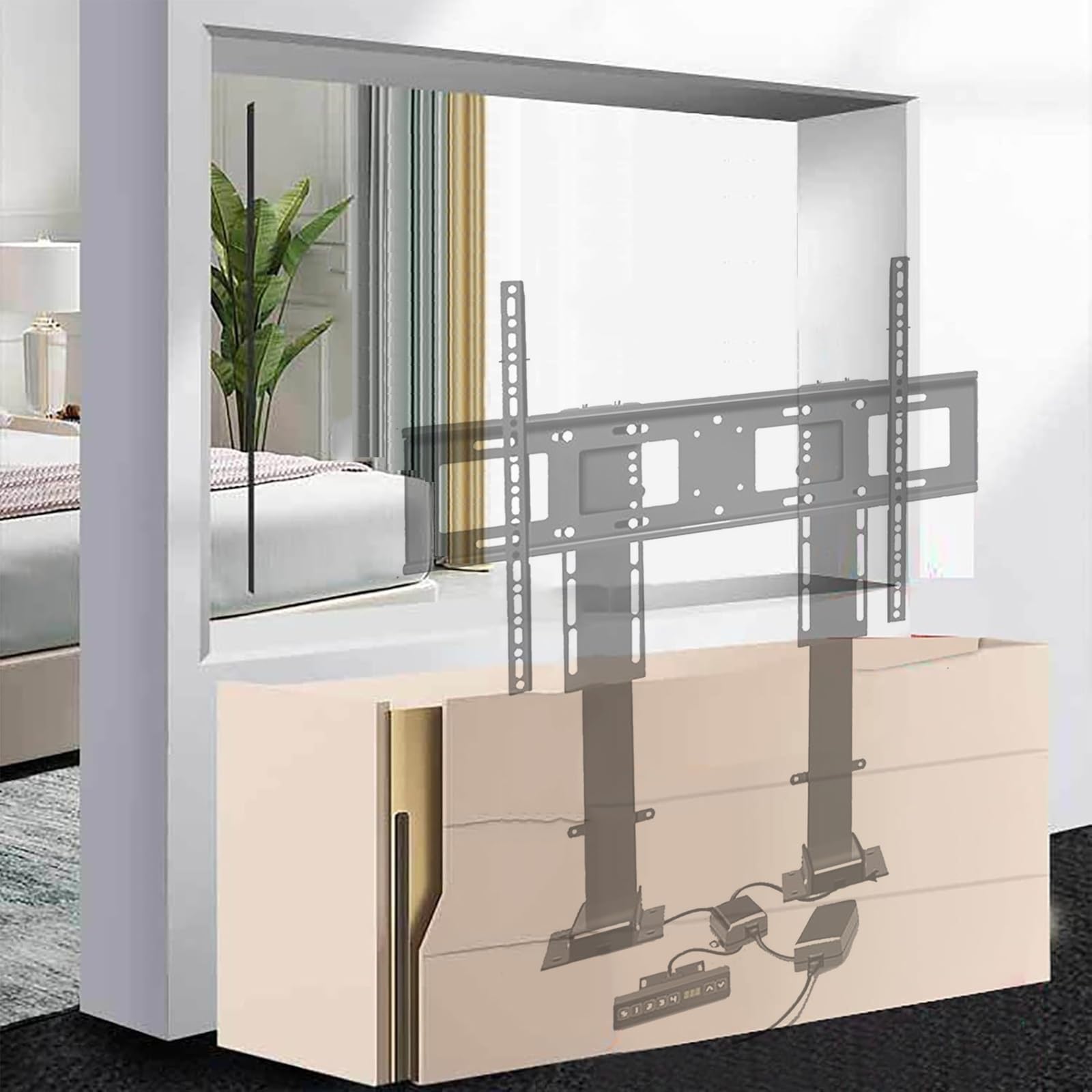 Soporte Suelo Para TV - Soporte TV Motorizado, Soporte Telescópico Para TV Con Elevación, Soporte Eléctrico Para TV Altura Ajustable Con Mando A Distancia, Elevador TV Automático(55-120inch TV)