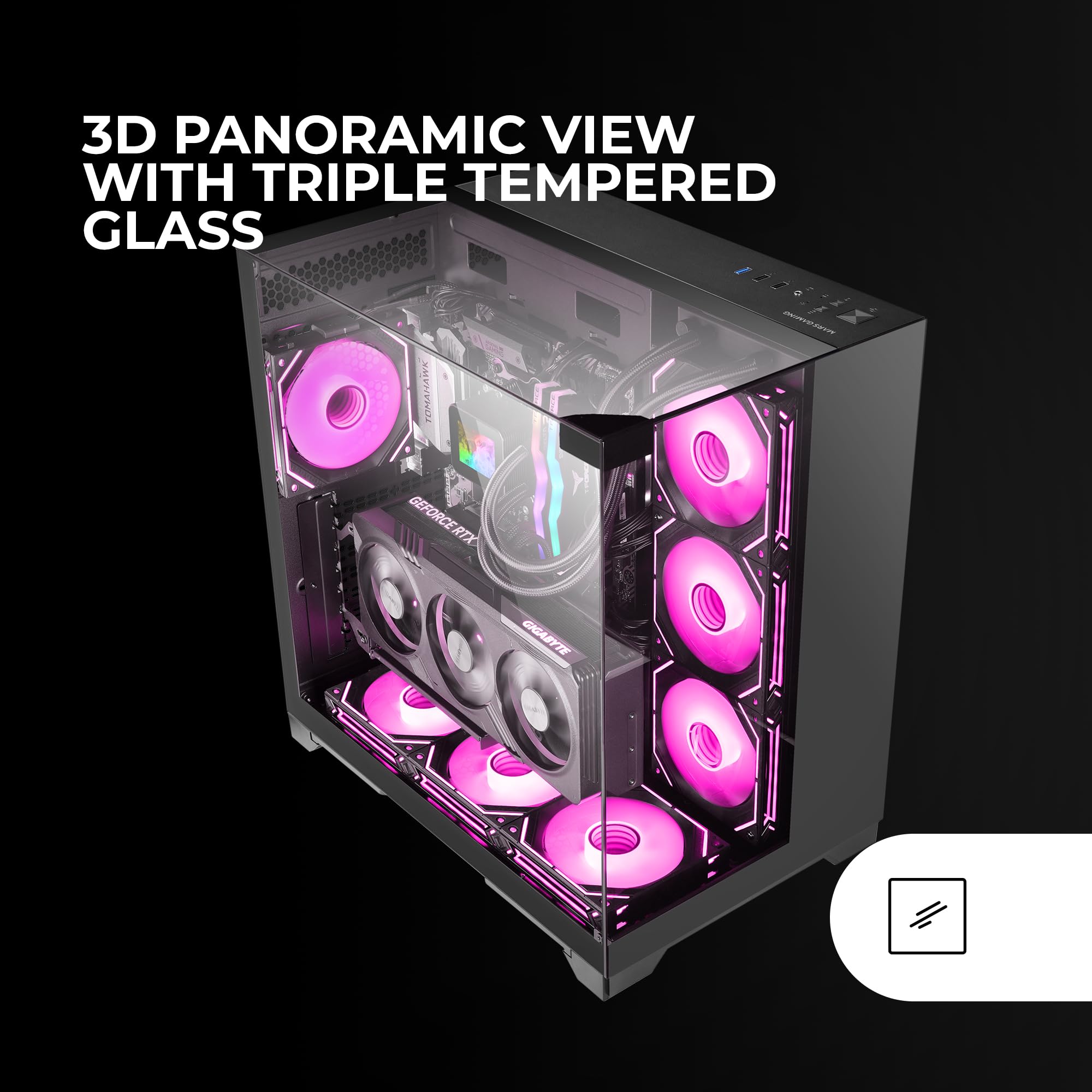 Image secondaire de Boîtier Gaming Mars Gaming MC-Vision ATX avec Triple Verre Trempé