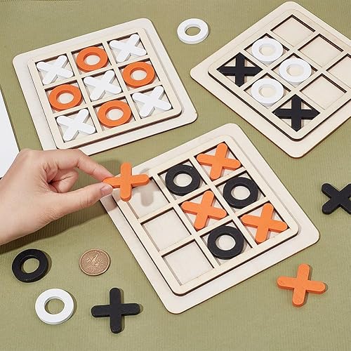 Miniatura 3 de NBEADS Juego de 3 juegos de 3 colores de tablero de madera de Tic Tac Toe, juego de mesa de madera XO Tic Tac Toe tablero familiar clásico para