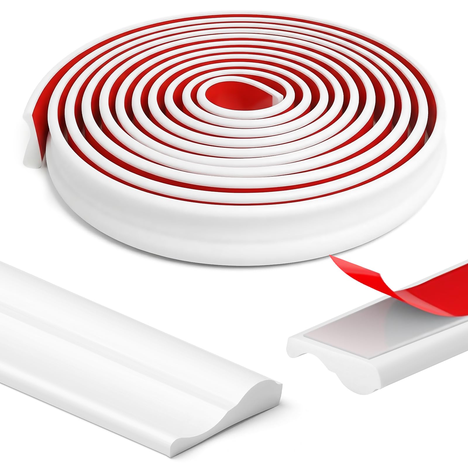 XLTBOMS 7m x 40mm Peel and Stick Wall Moulding Trim, White Self-Adhesive 3D Chair Rail Panel Molding Finish Trim, Flexible Dado Rail for Home DIY Decoration, Wall Paneling Protection, Cabinet Border