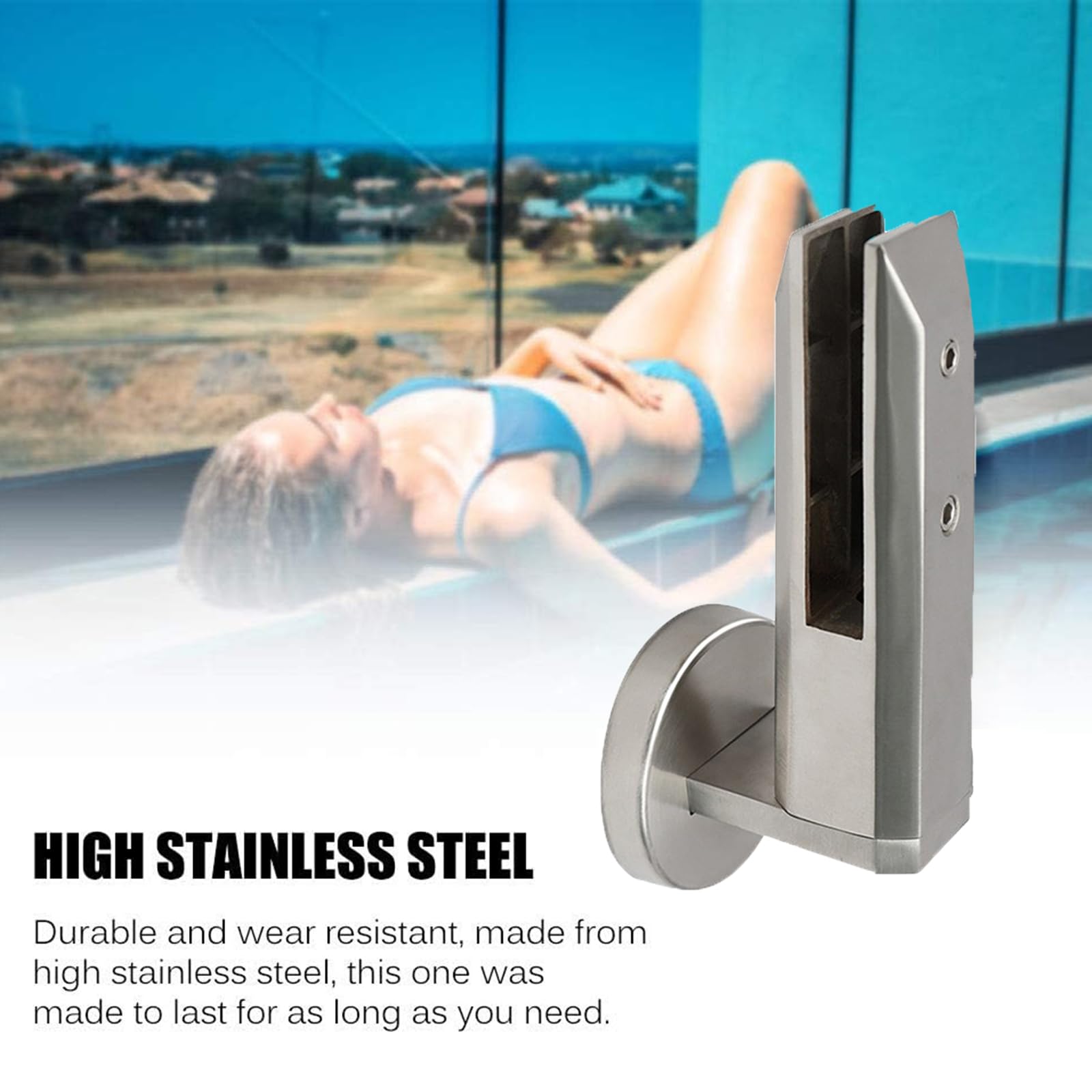 Soportes de Vidrio de Acero Inoxidable 304 para cercas de Piscinas, terrazas, Balcones y escaleras - 4 Piezas. Abrazaderas duraderas para una fácil instalación y un Soporte Seguro