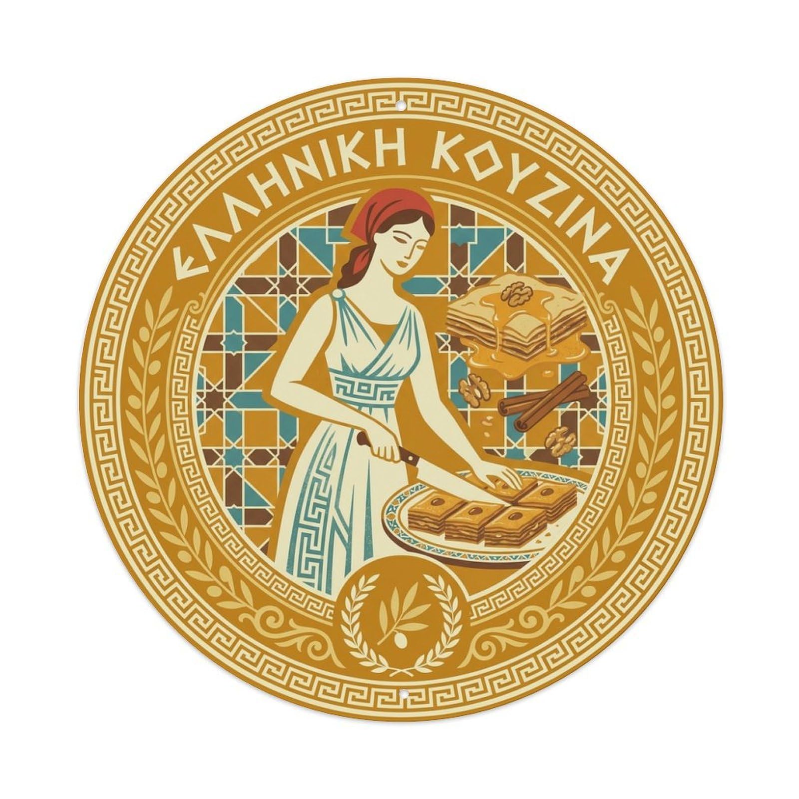 Culinary Travel Greek Cuisine Food Baklava Metal Tin Sign
