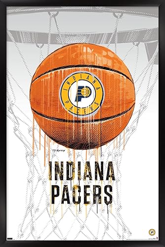 Trends International NBA Indiana Pacers - Póster de pared Drip Basketball 21, 14.725 x 22.375 pulgadas, versión enmarcada en negro