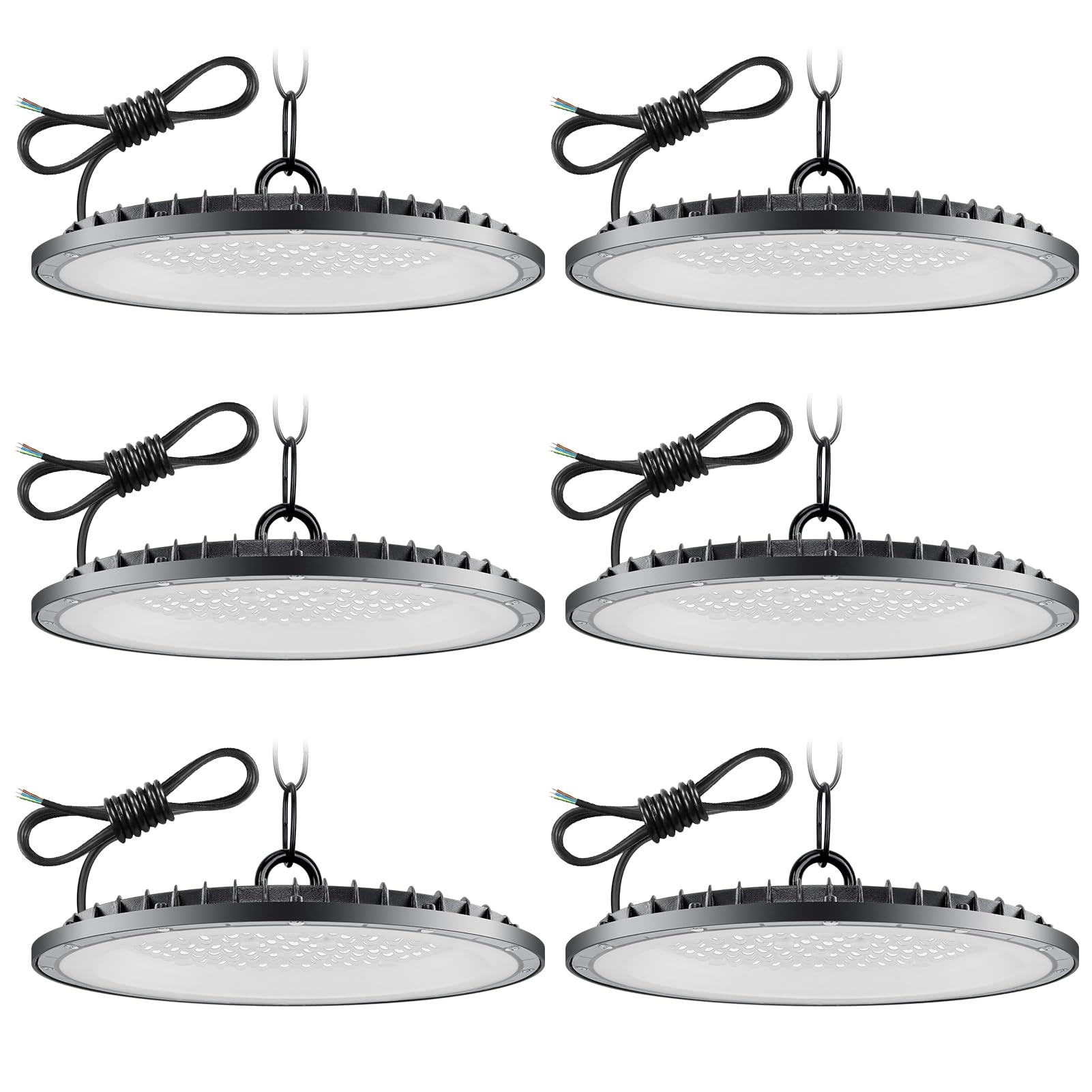 UFO LED high Bay Light 200W 6 Pack,6500K Cool White Workshop Lighting with 50cm Chain,20000LM Super Bright Industrial Lamp,IP65 Waterproof Commercial Bay Lighting for Workshop Warehouse Garage