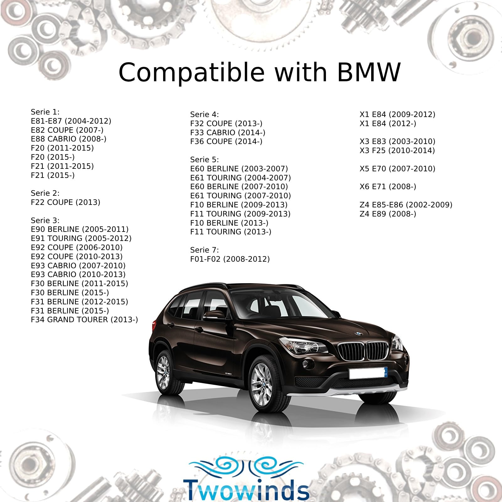 Twowinds - Motor Serratura 51217202146 Compatibile con BMW E61 E87 E90 E91 E91 E81 X6 X5 X3 X1 - Porta Anteriore Destra (lato passeggero) - Attuatore - Sistema Chiusura Centralizzata