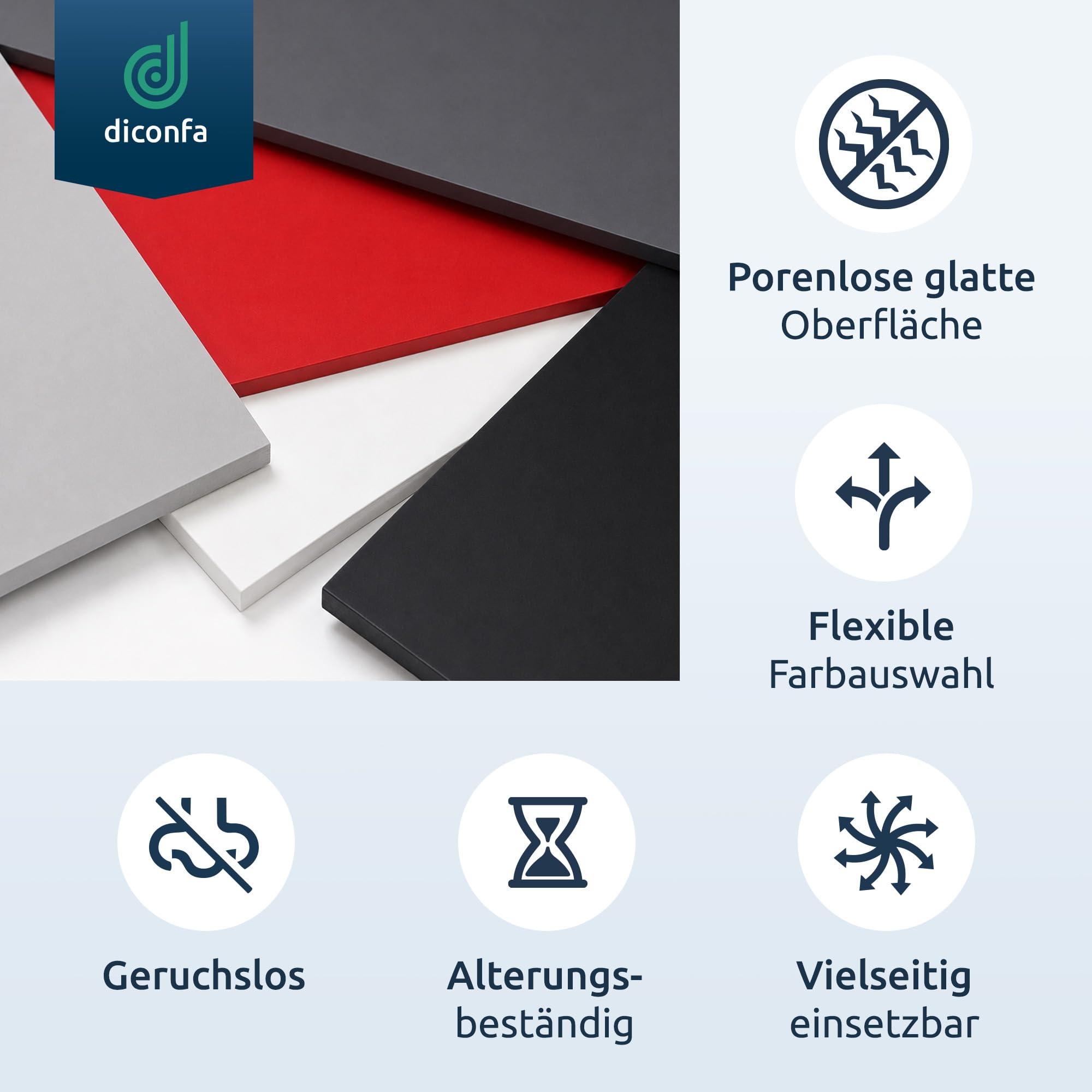 diconfa Lastra in PVC su misura grigio scuro spessore da 1 a 100 mm - Selezione 100 x 300 mm (10 x 30 cm), 10 mm - opaco satinato superficie liscia e priva di pori pellicola protettiva su un lato