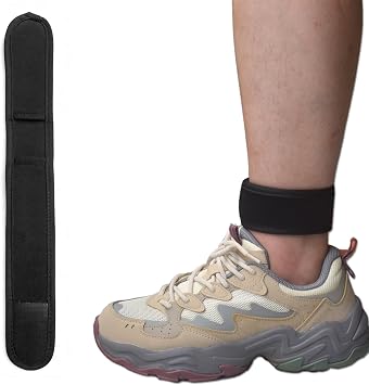 Adjustable Hook and Loop Ankle Band Compatible with Google Pixel Watch 4 3 2 1 or Fitbit Sense 2 1/Versa 4 3 2 1 Lite/Blaze, Ankle Strap for Men and Women, Black
