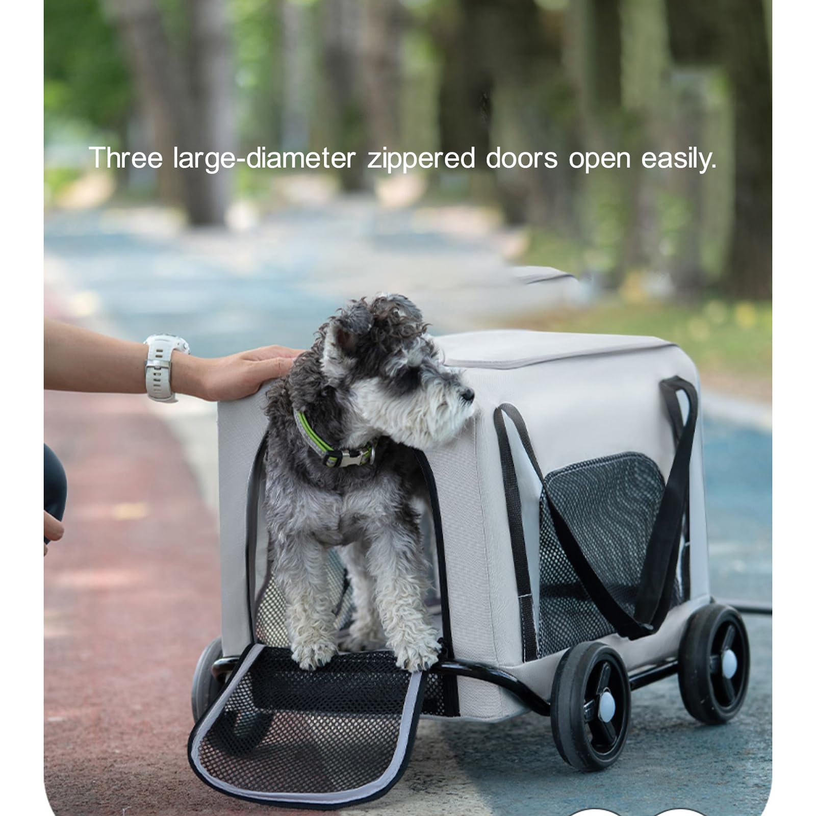Sac De Transport pour Chat à roulettes, Sac De Transport Amovible avec Bol Et Tapis, Chariot RéTractable Et Pivotant, Parfait pour Voyager en Voiture, en Train Ou en Avion (Gray)