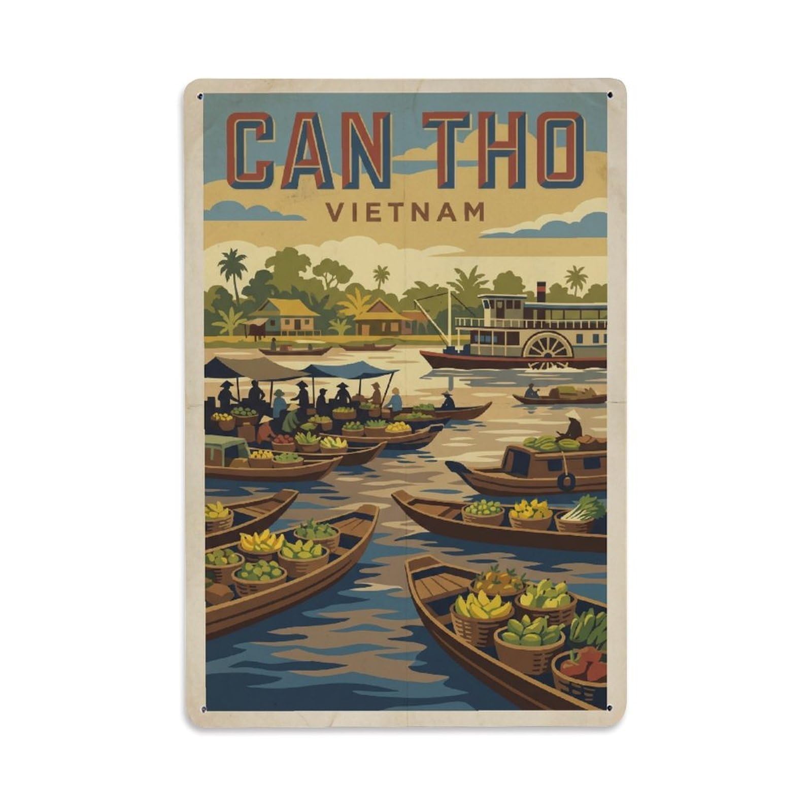 Fqcyn Style Metal Tin Sign Travel Vietnam Can Tho Retro