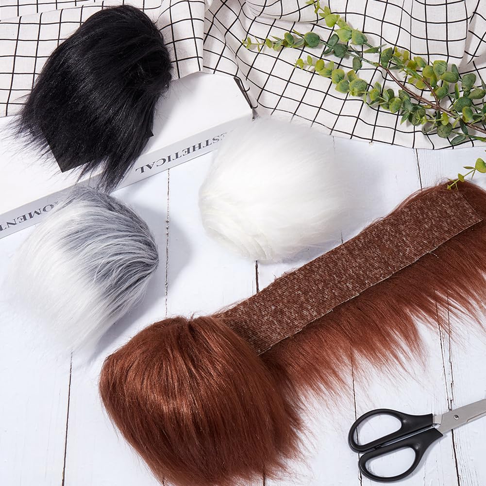 GORGECRAFT 4 Colors 2" x 60" Faux Fox Fur Fabric Christmas Shaggy Synthetic Plush Patch White Black Cream Gray Brown Fluffy Fuzzy Fur Scrap Trim Ribbon Sewing Fur Cuts for Crafts Santa Claus Halloween - Image 4