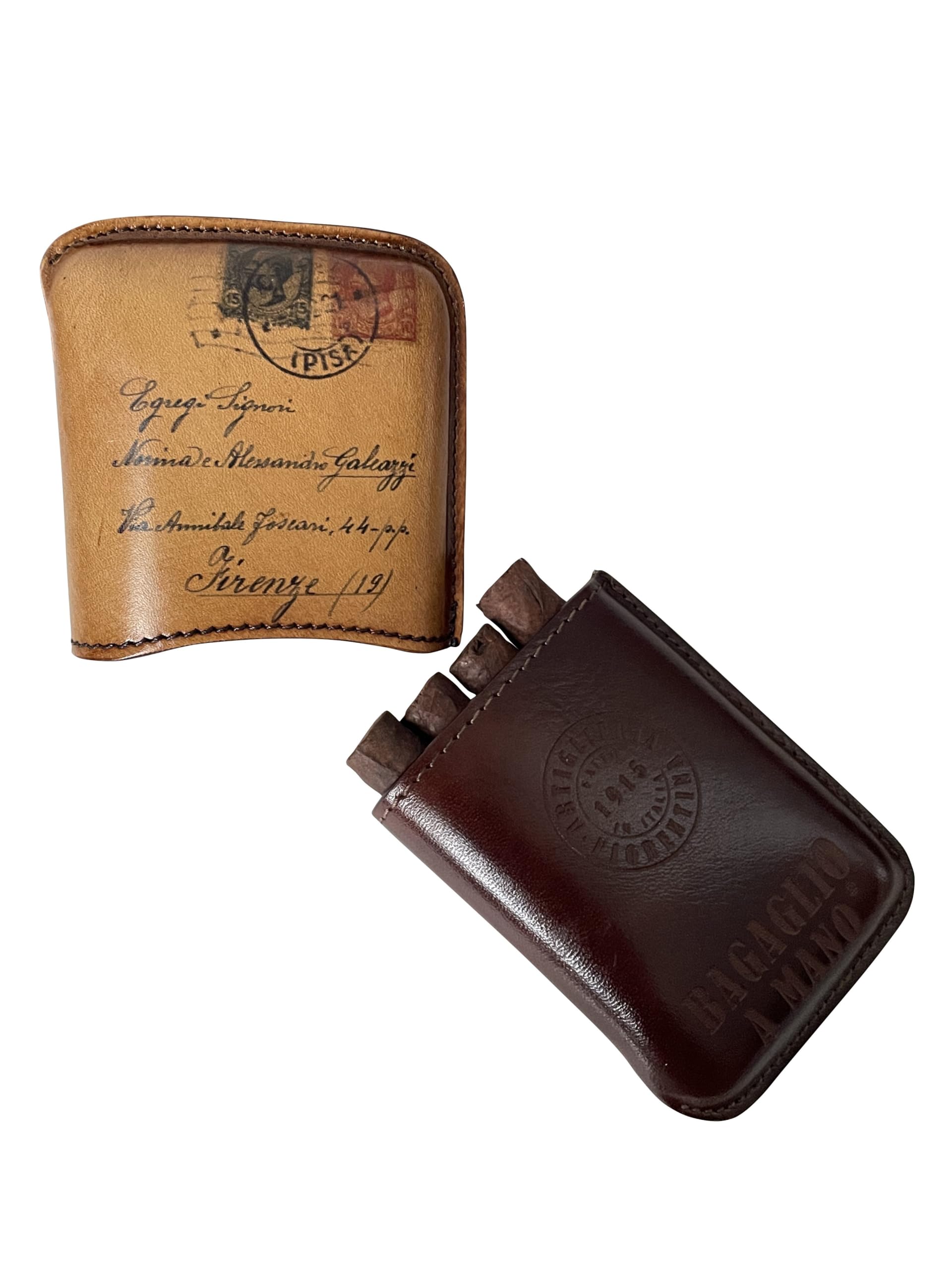 Artiglieria Fiorentina - PISA - Porta Sigari Ammezzati in Vera Pelle Conciata al Vegetale con Immagine di Antica Cartolina - CEPO 38 - Made in Italy